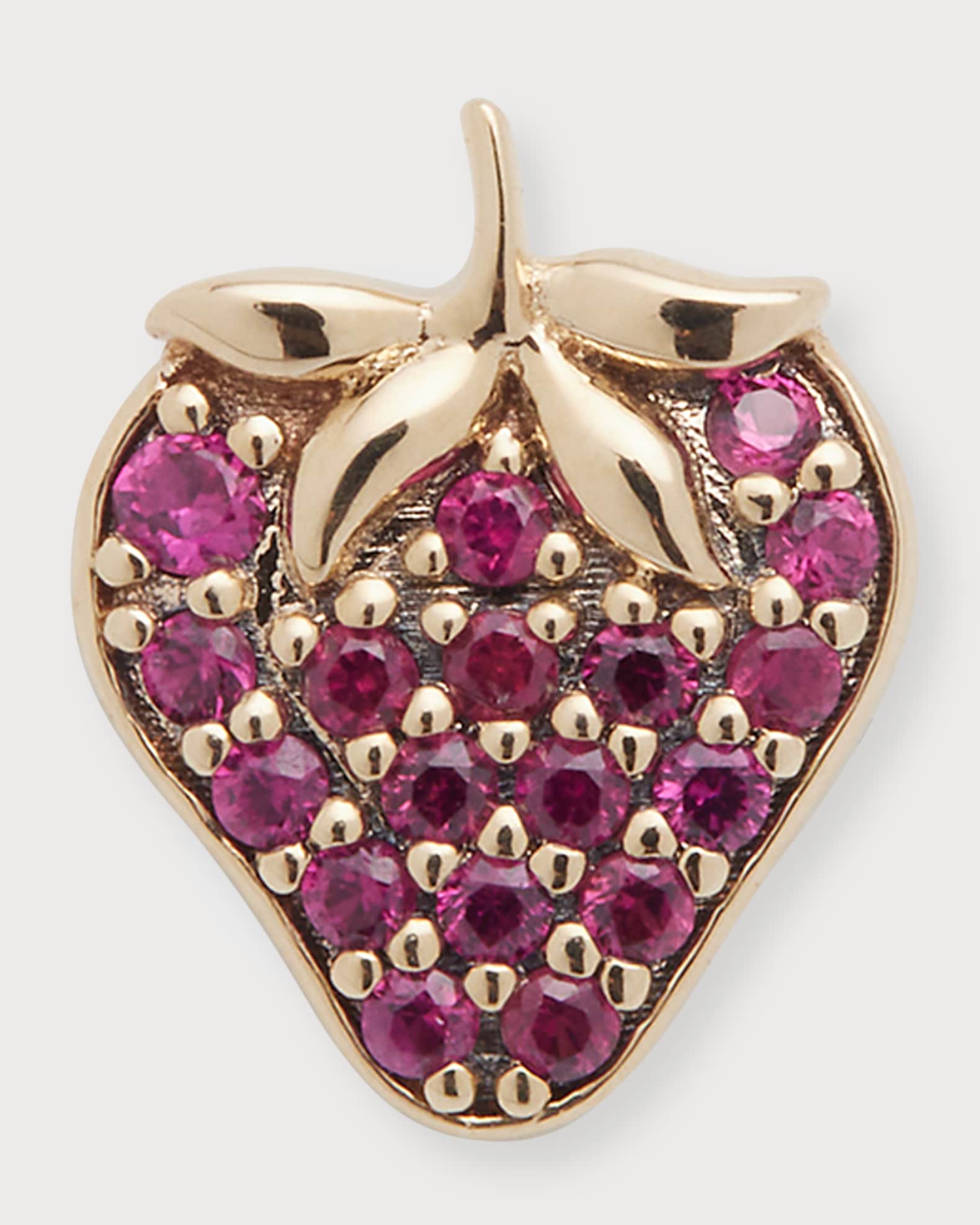 14k Ruby Strawberry Stud Earring, Single 0