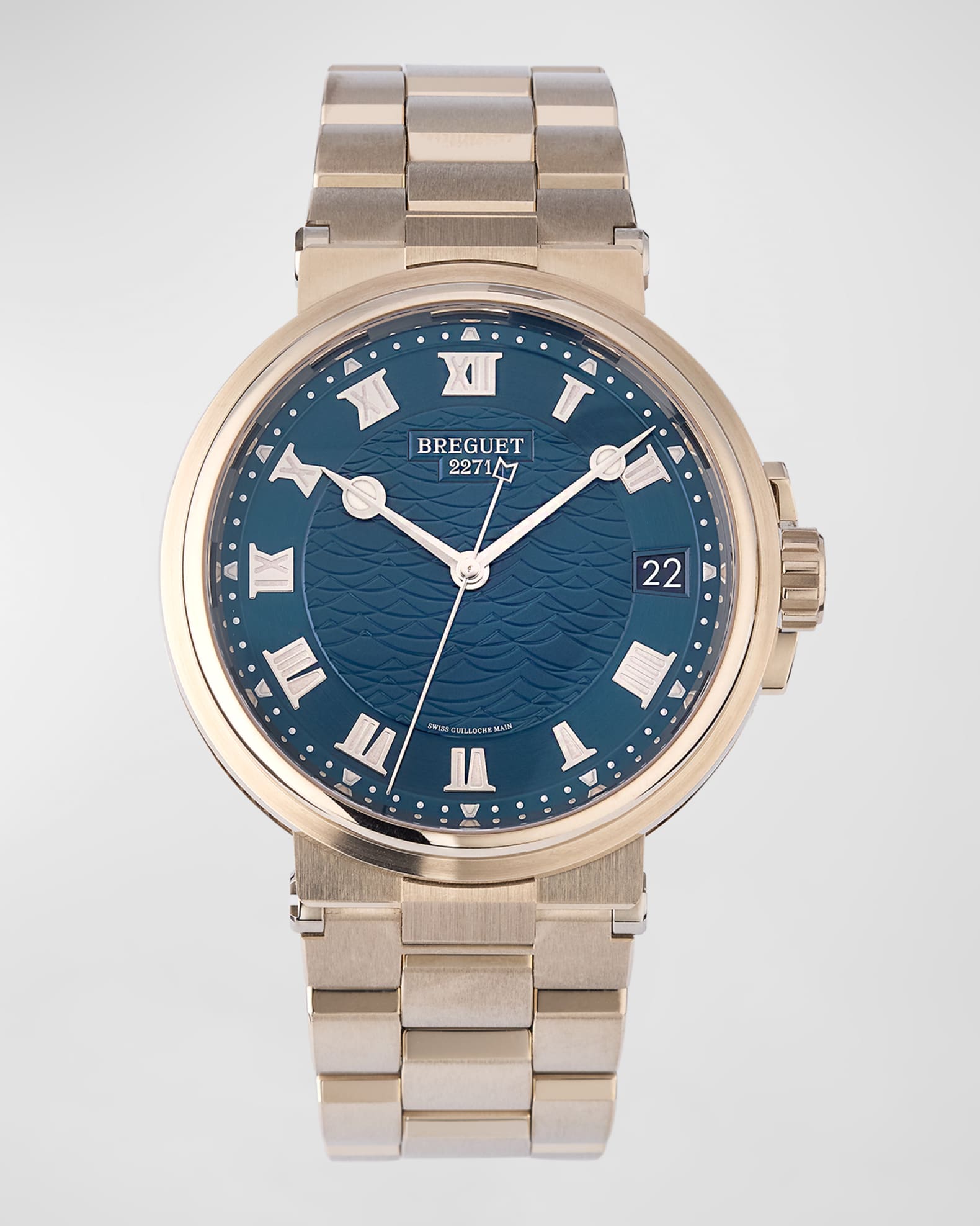 40mm Marine Automatic Blue Dial Watch with Bracelet Strap 0