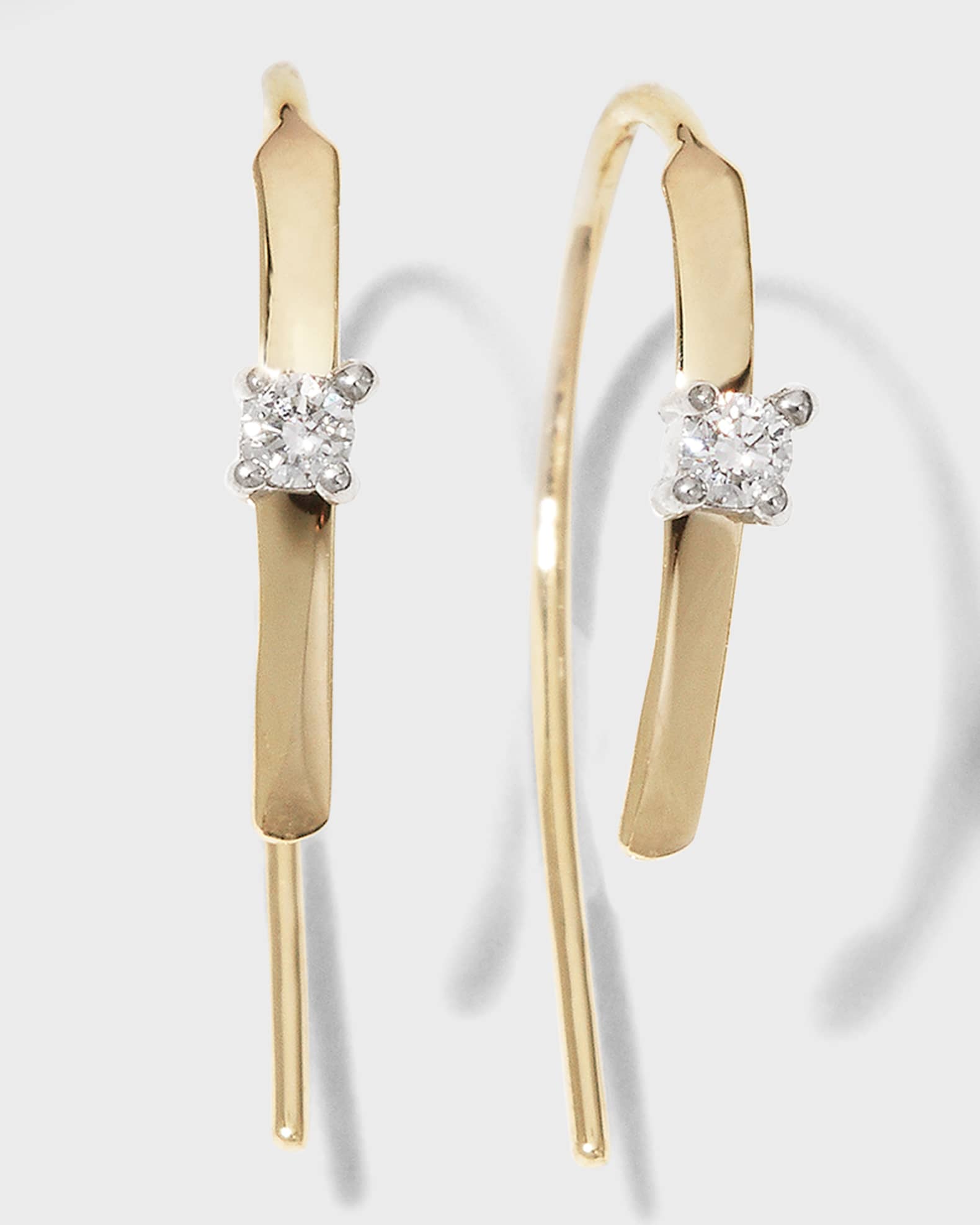 LANA Mini Flat Hooked on Hoop Earrings with Diamonds, 15mm
