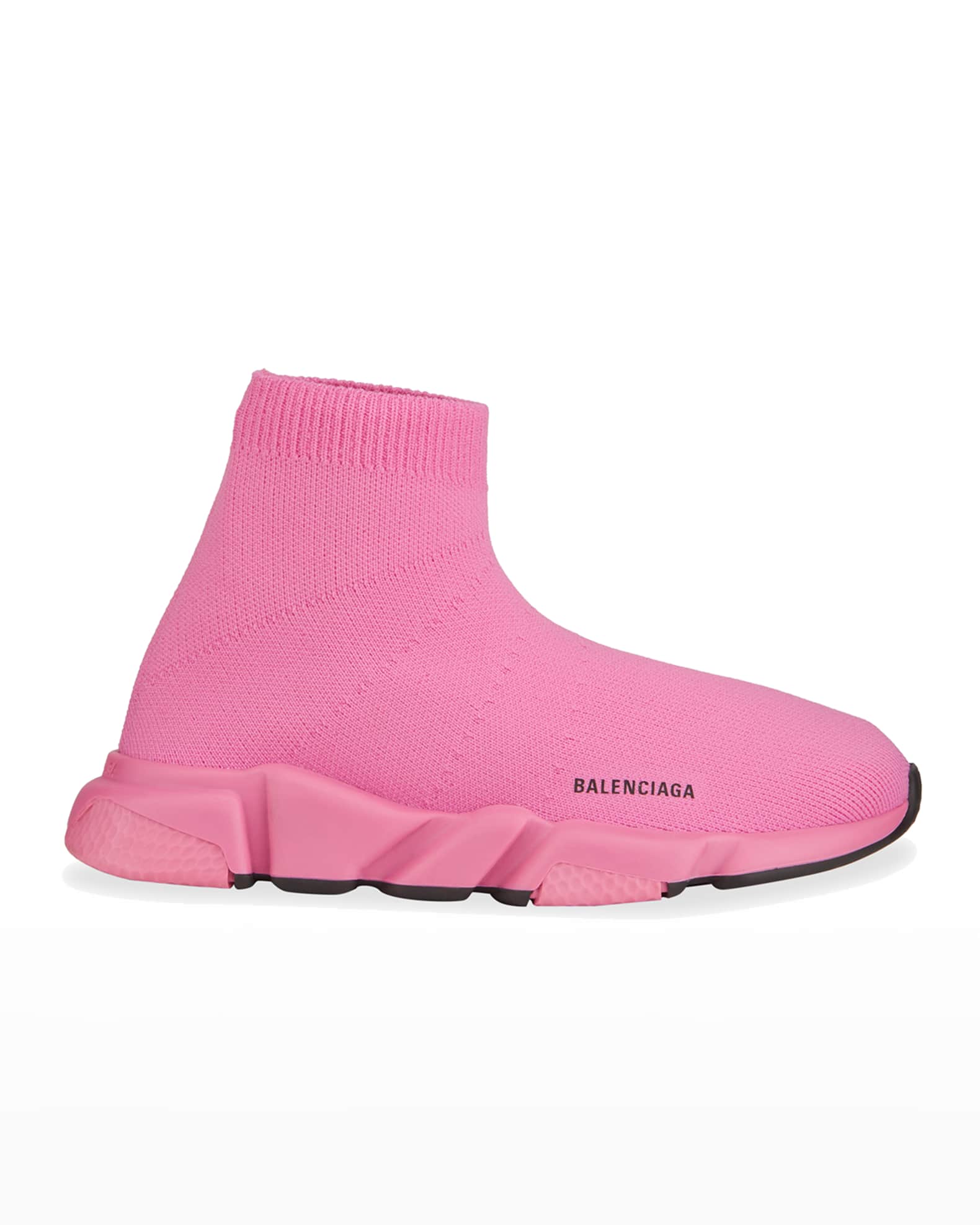Balenciaga Kid's Knit Sock Trainer Sneakers, Pink | Neiman Marcus