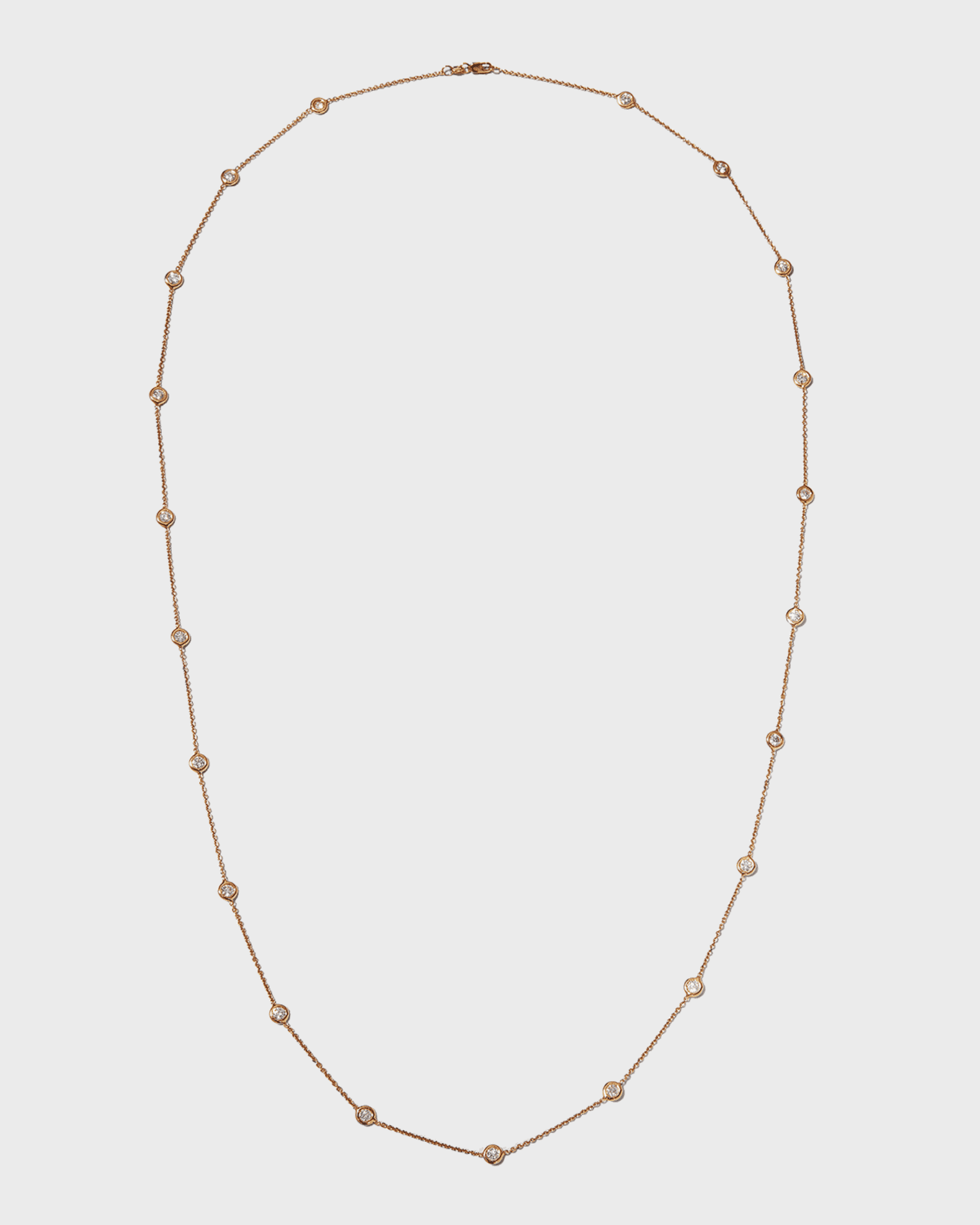36" Rose Gold Diamond Station Necklace, 4.18ct 0