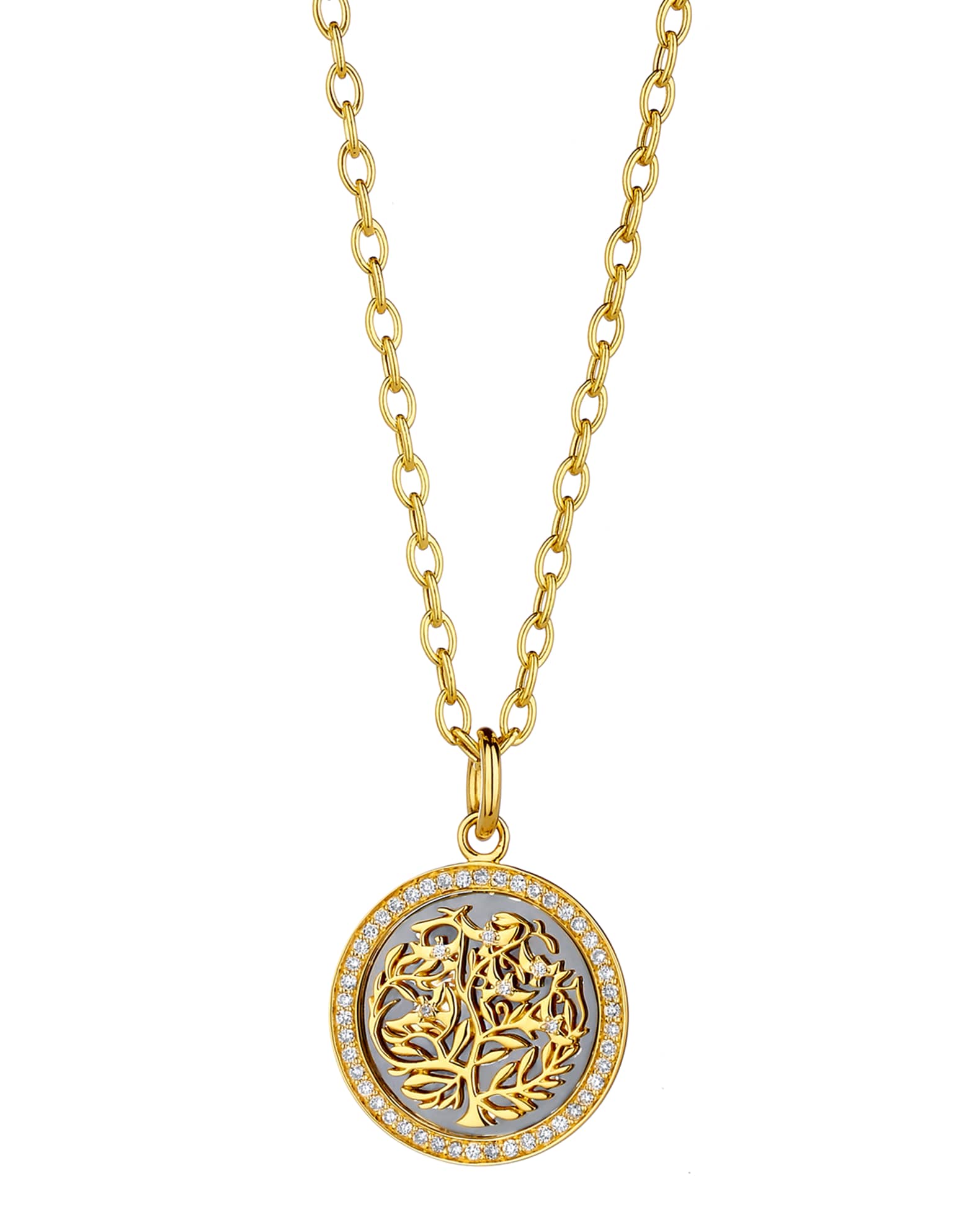 Syna Two-Tone Tree of Life Diamond Pave Pendant Necklace | Neiman Marcus