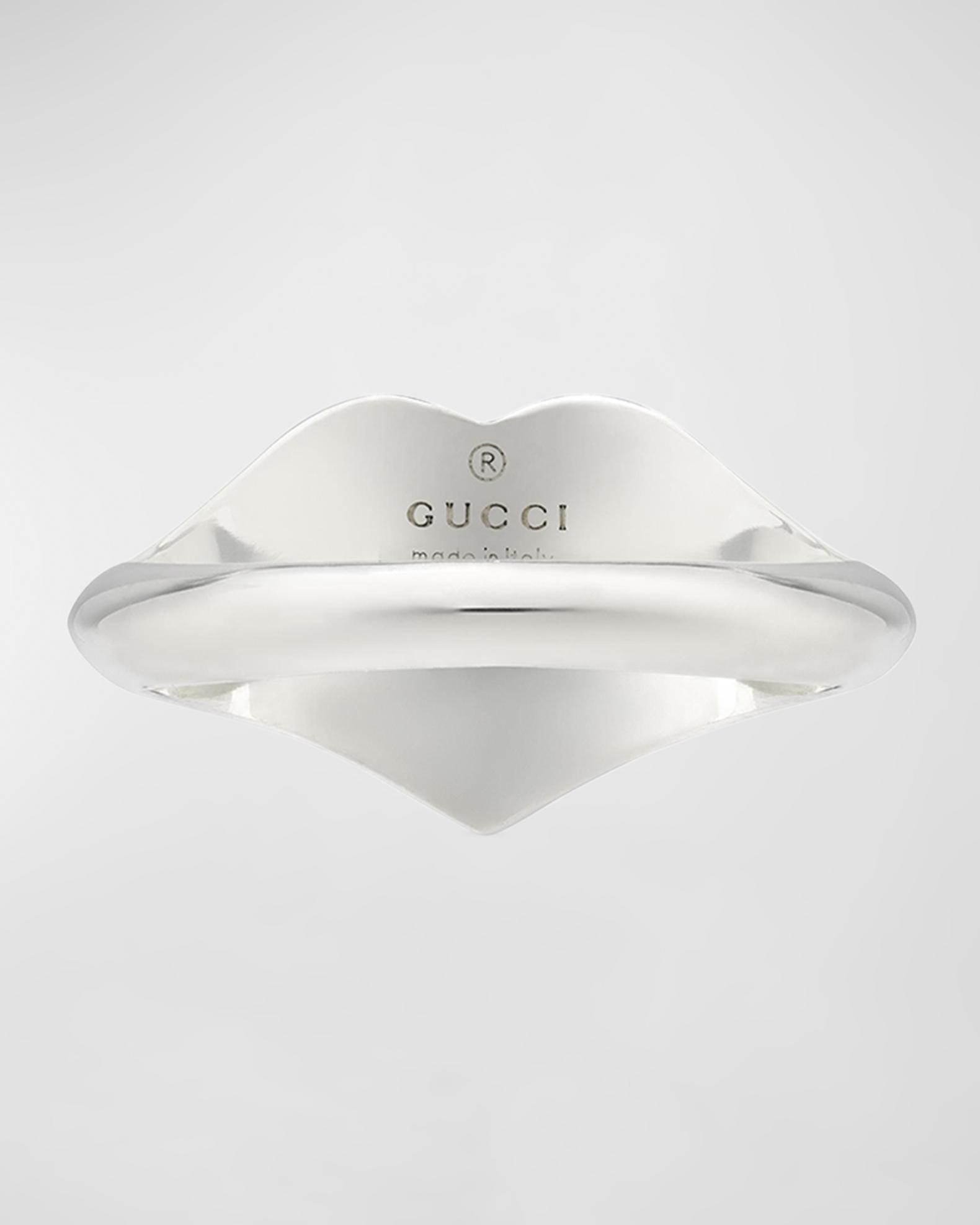 Gucci Sterling Silver Interlocking G Heart Enamel Ring | Neiman Marcus