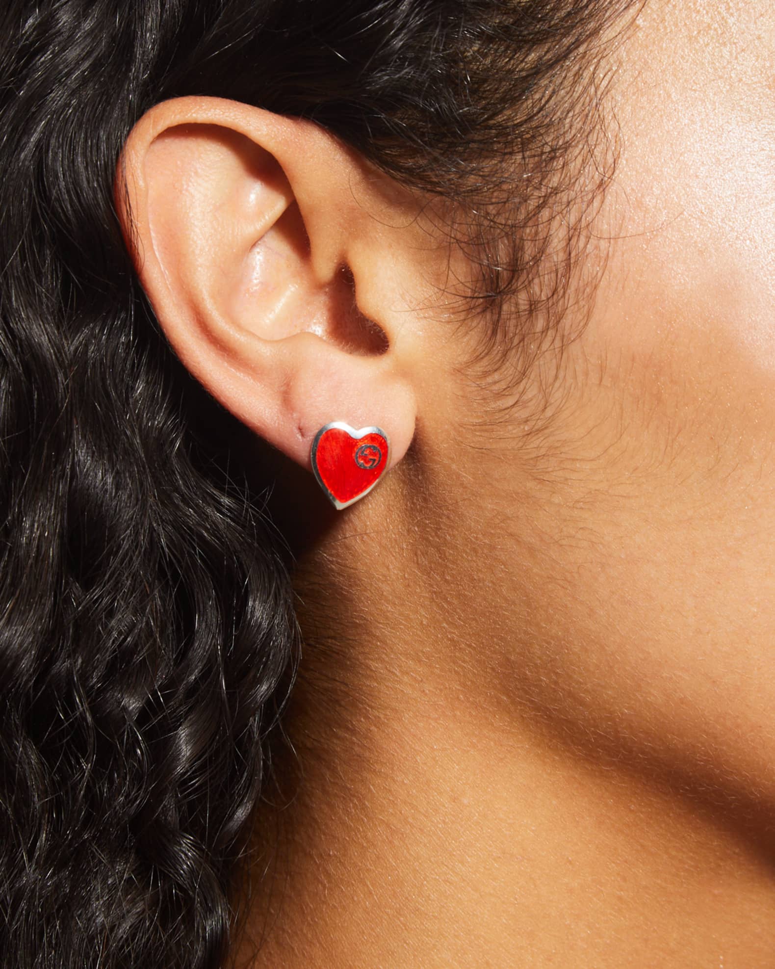 Red enamel heart earrings store