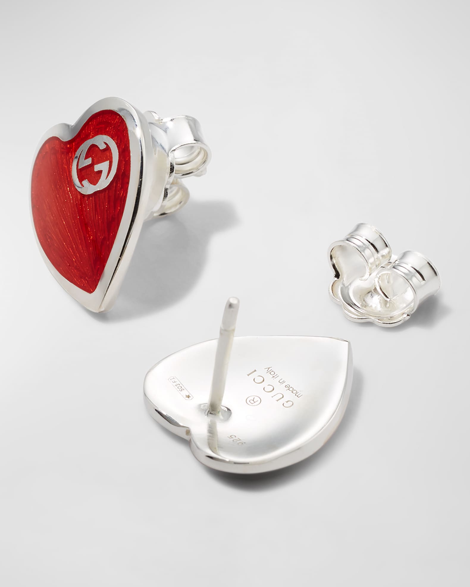 Gucci Enamel Heart Stud Earrings Neiman Marcus