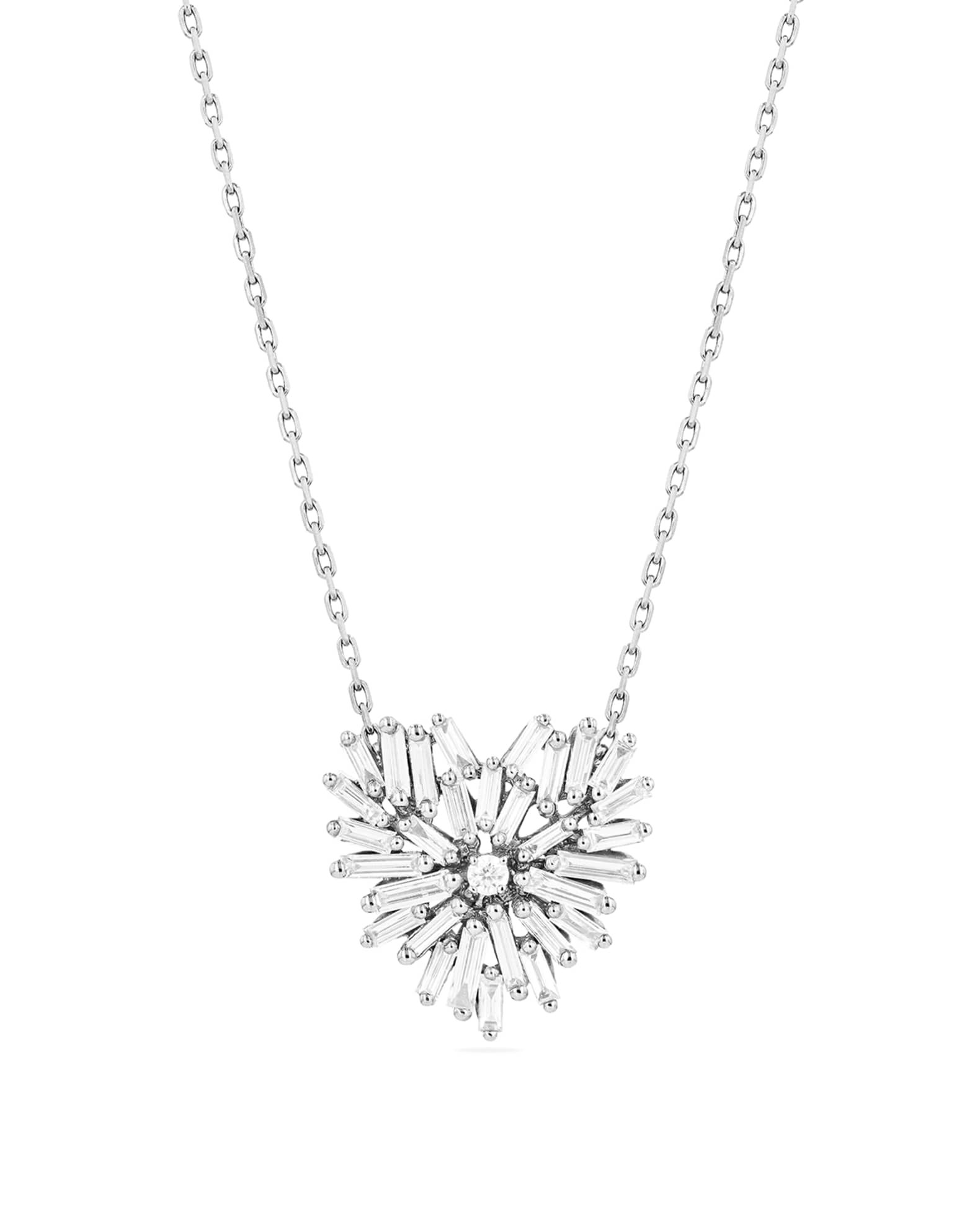 Suzanne Kalan 18k Diamond Small Angel Heart Necklace Neiman Marcus
