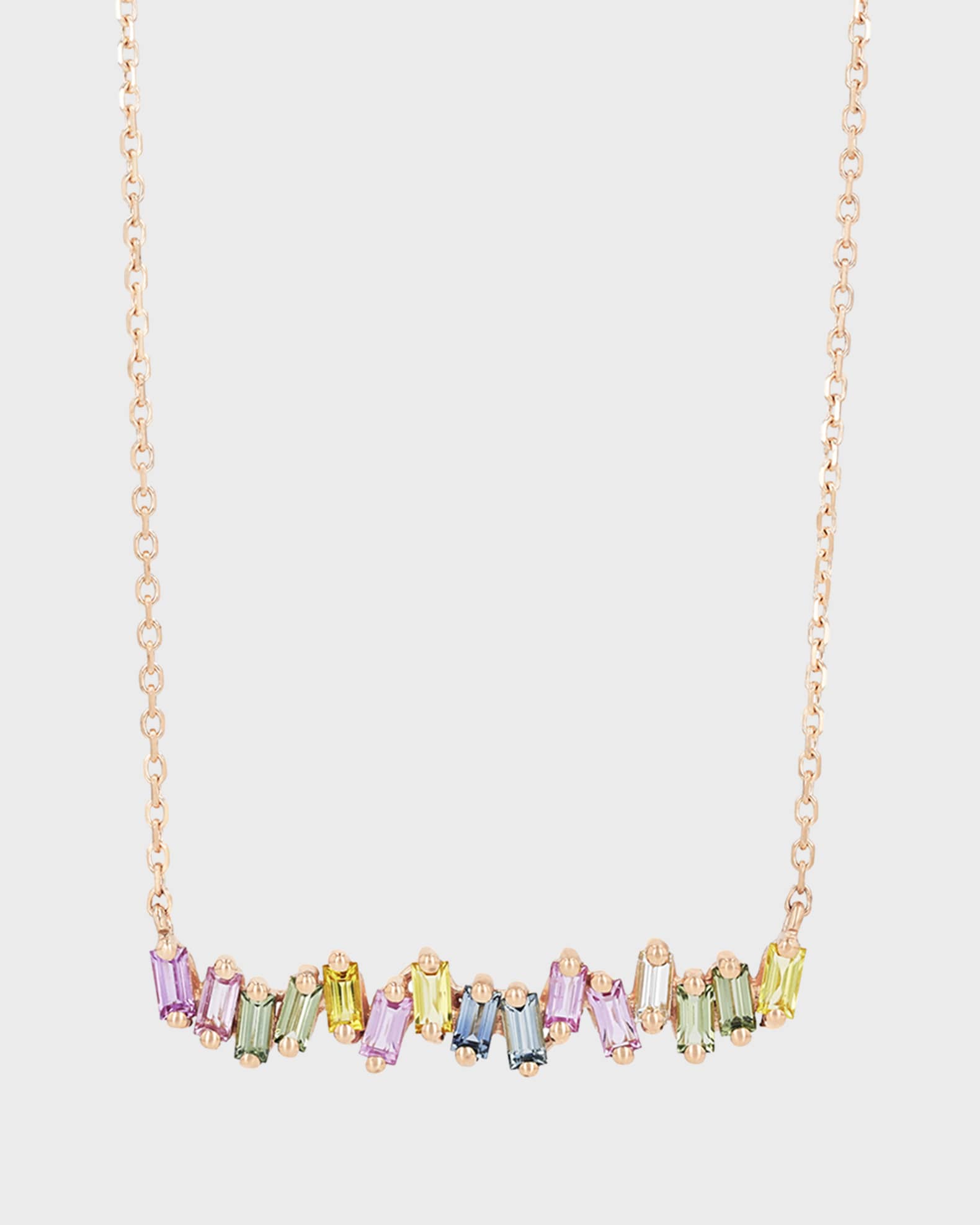 Pastel Sapphire Bar Pendant Necklace 0