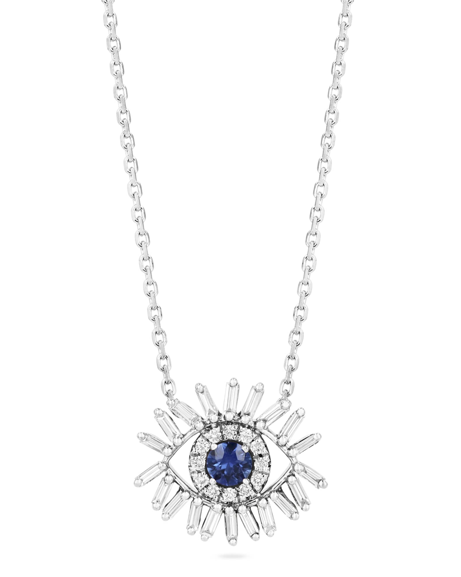 Suzanne Kalan Mini Blue Sapphire Evil Eye Pendant Necklace with