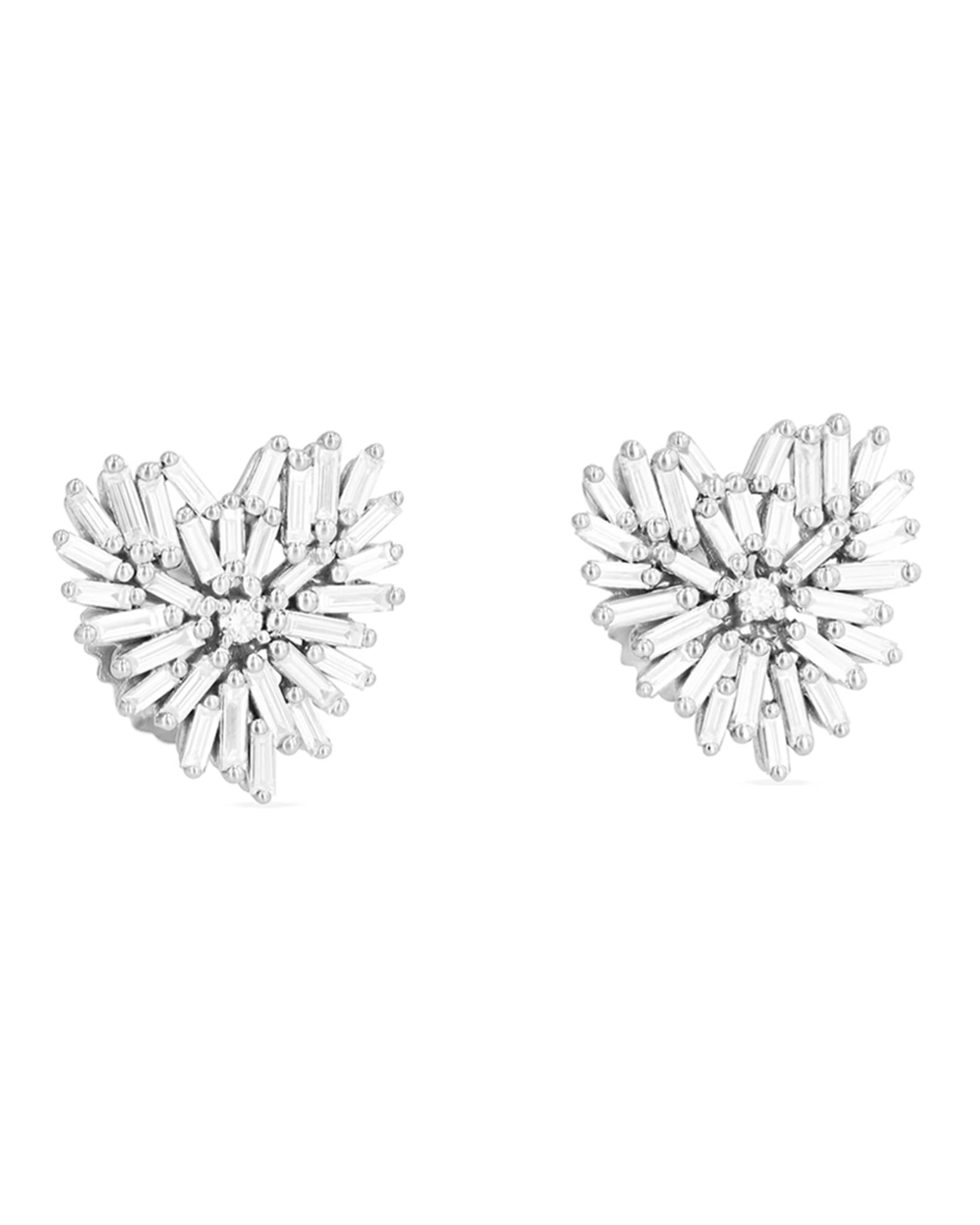 Suzanne Kalan 18k Diamond Small Heart Stud Earrings Neiman Marcus