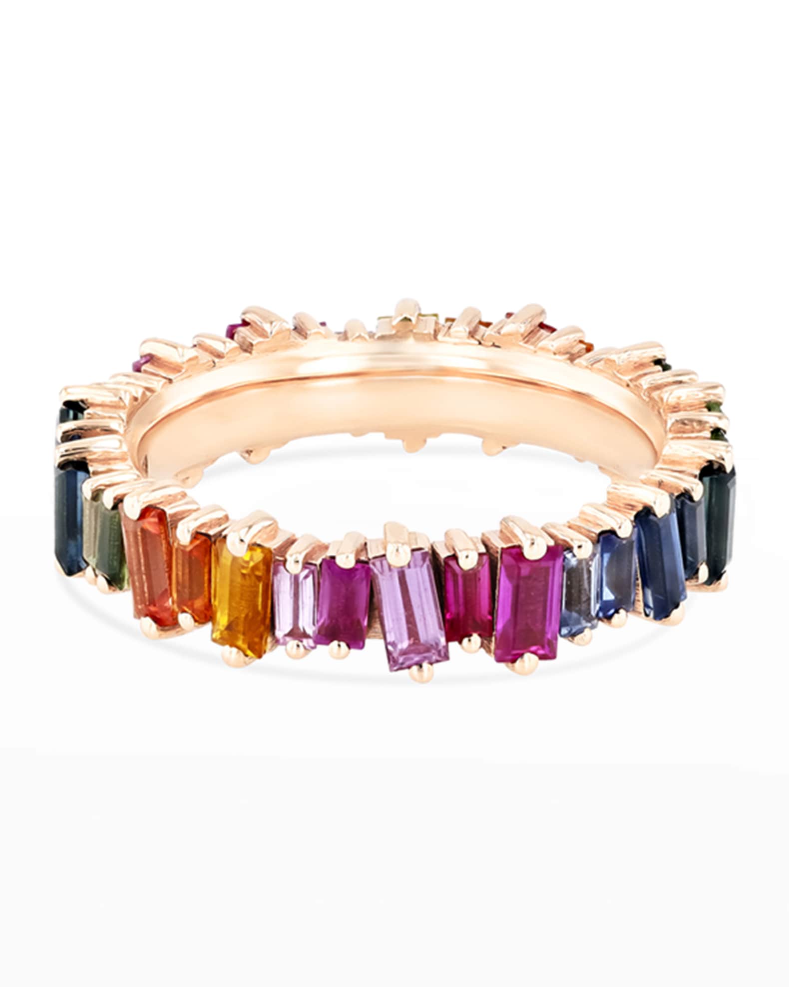 Suzanne Kalan 18k Gold Rainbow Sapphire Eternity Band Ring | Neiman Marcus