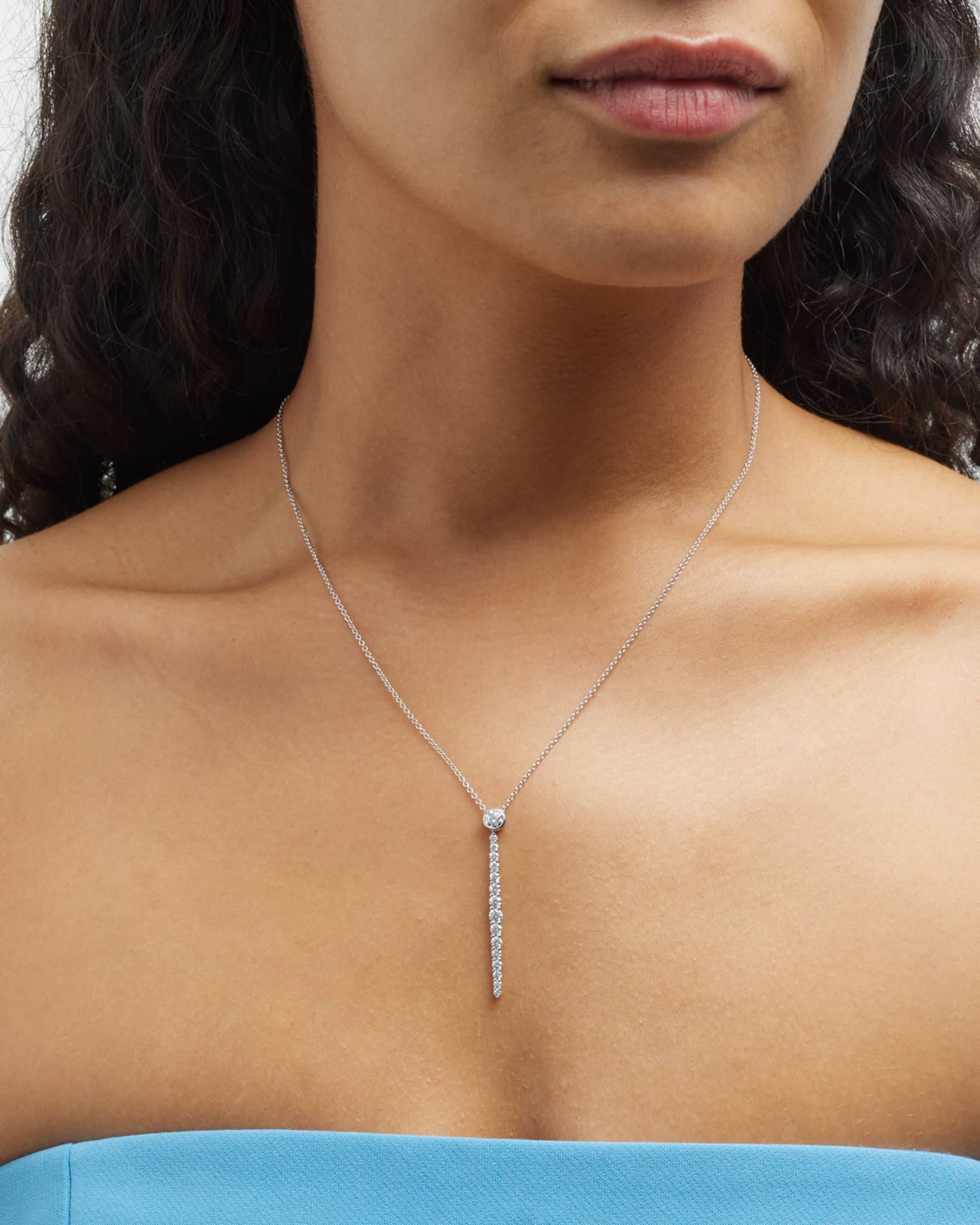 18k White Gold Diamond Pendant Necklace, 17"L, 1.07tcw 1