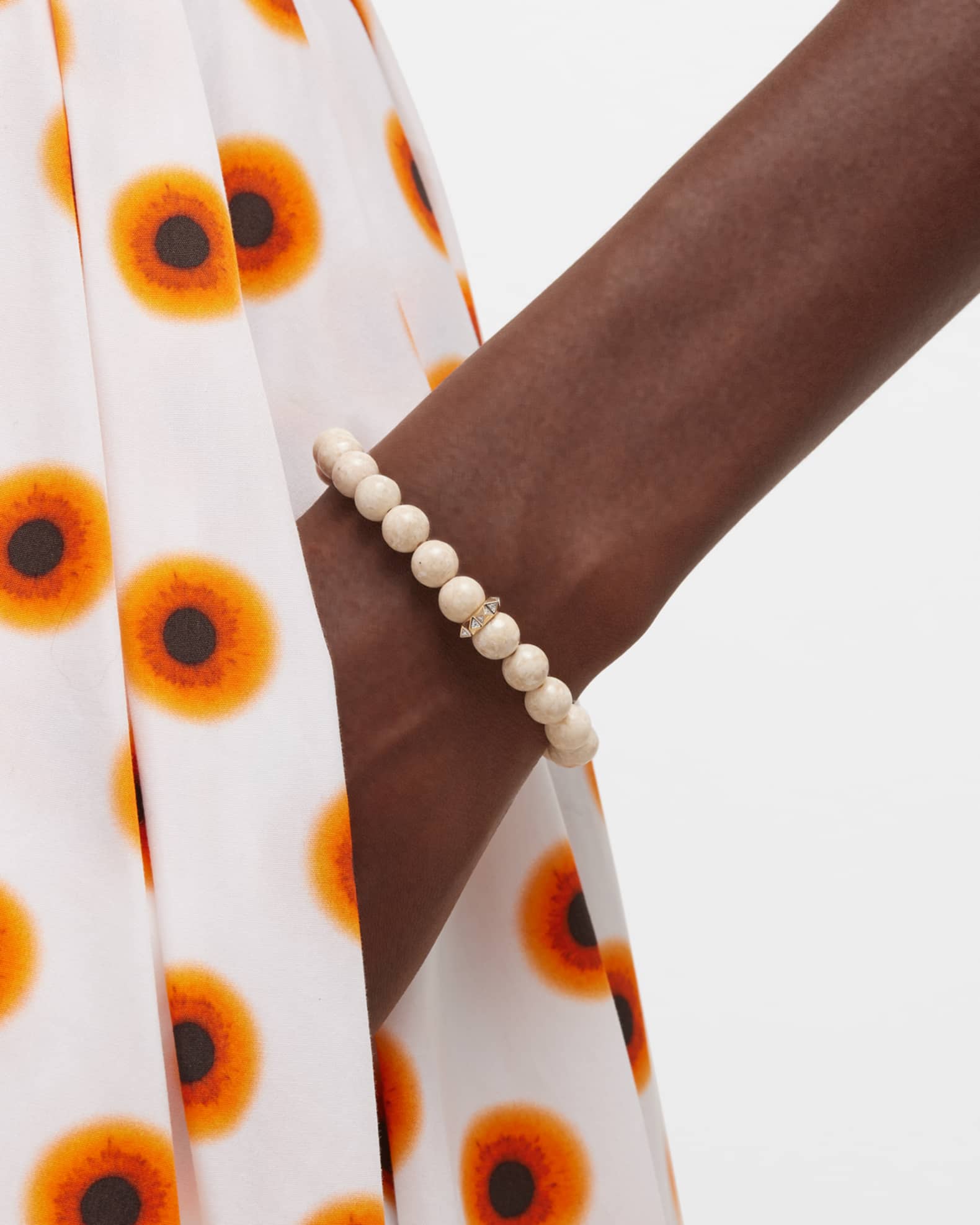 8mm Cream Jasper Spike Spacer Stretch Bracelet 1