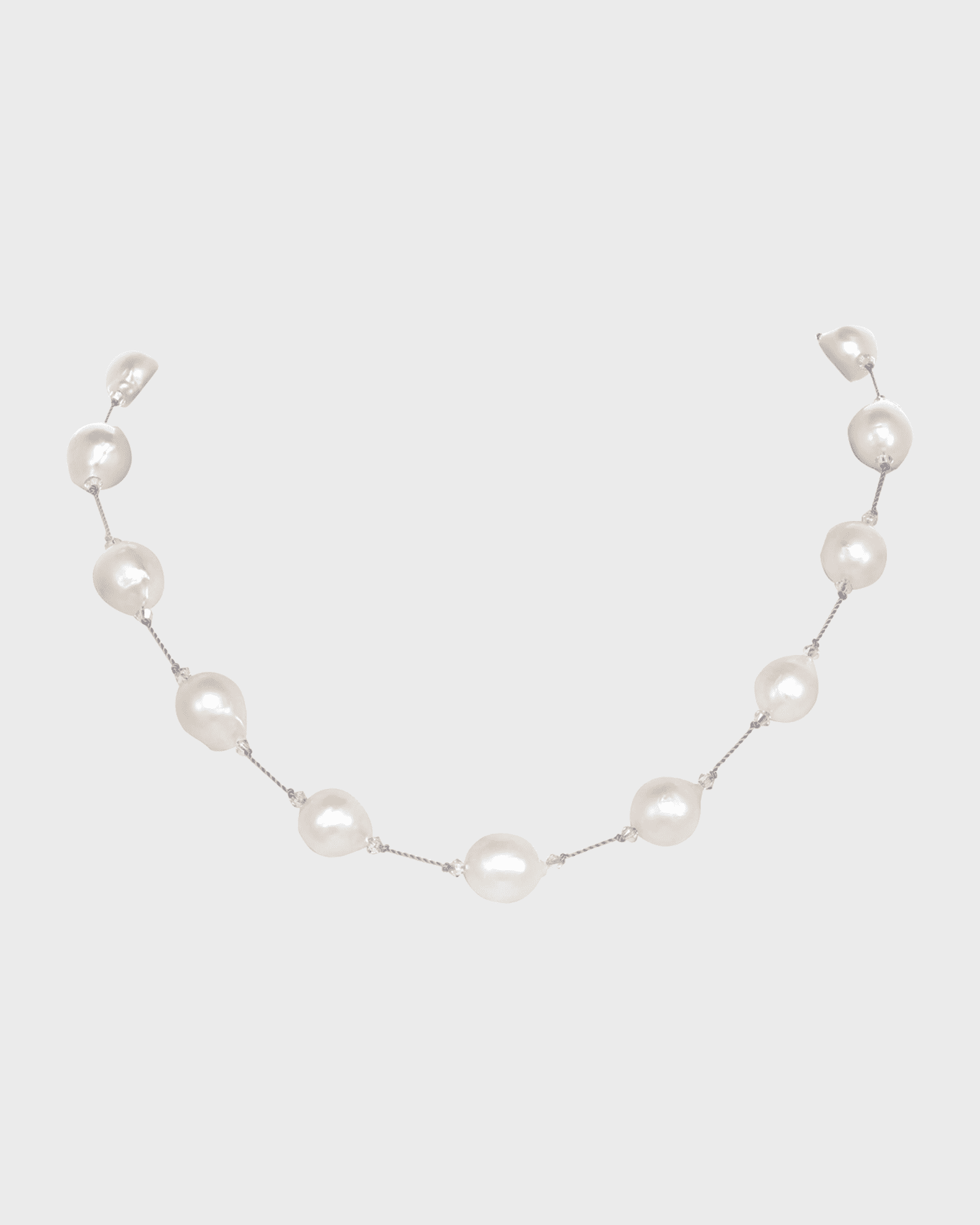 Small Multicolor Baroque Pearl Necklace with Crystal, Sterling Silver Clasp 0