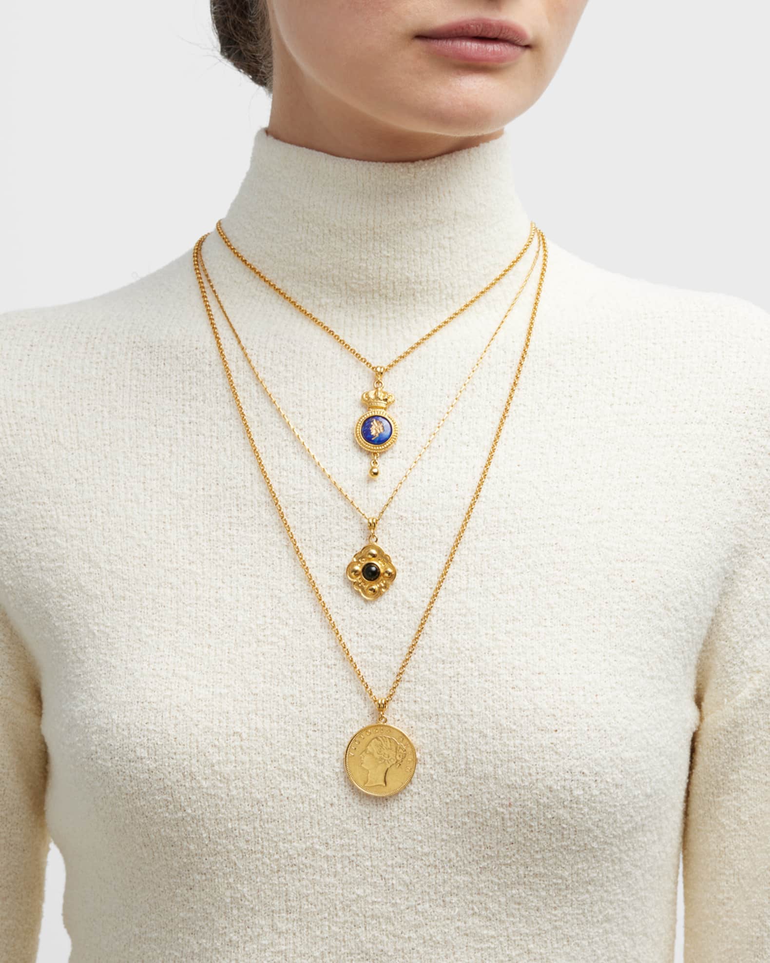 24k Gold Electroplate Triple Charms Necklace 1