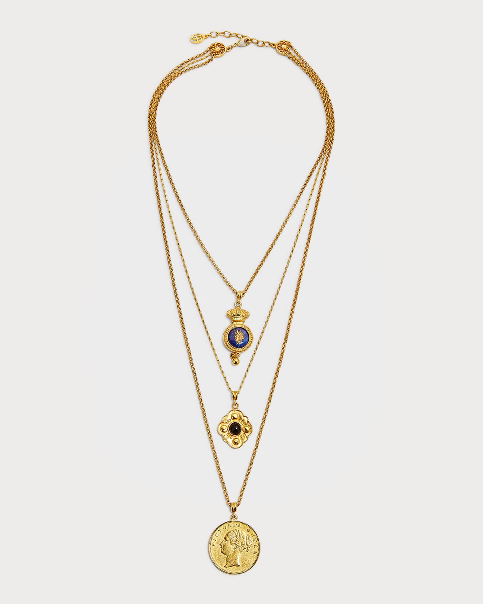 24k Gold Electroplate Triple Charms Necklace 0