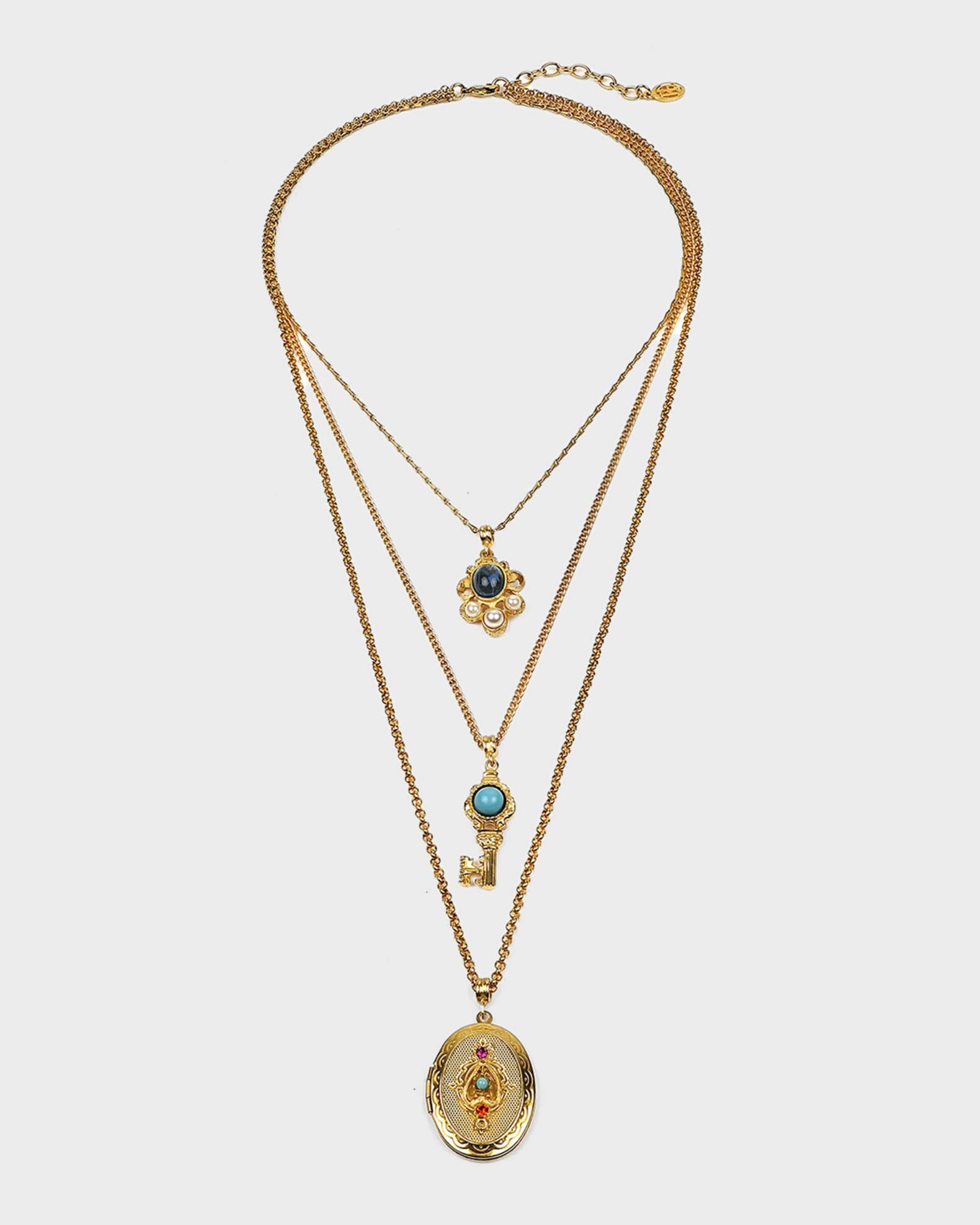 Layered top charm necklace