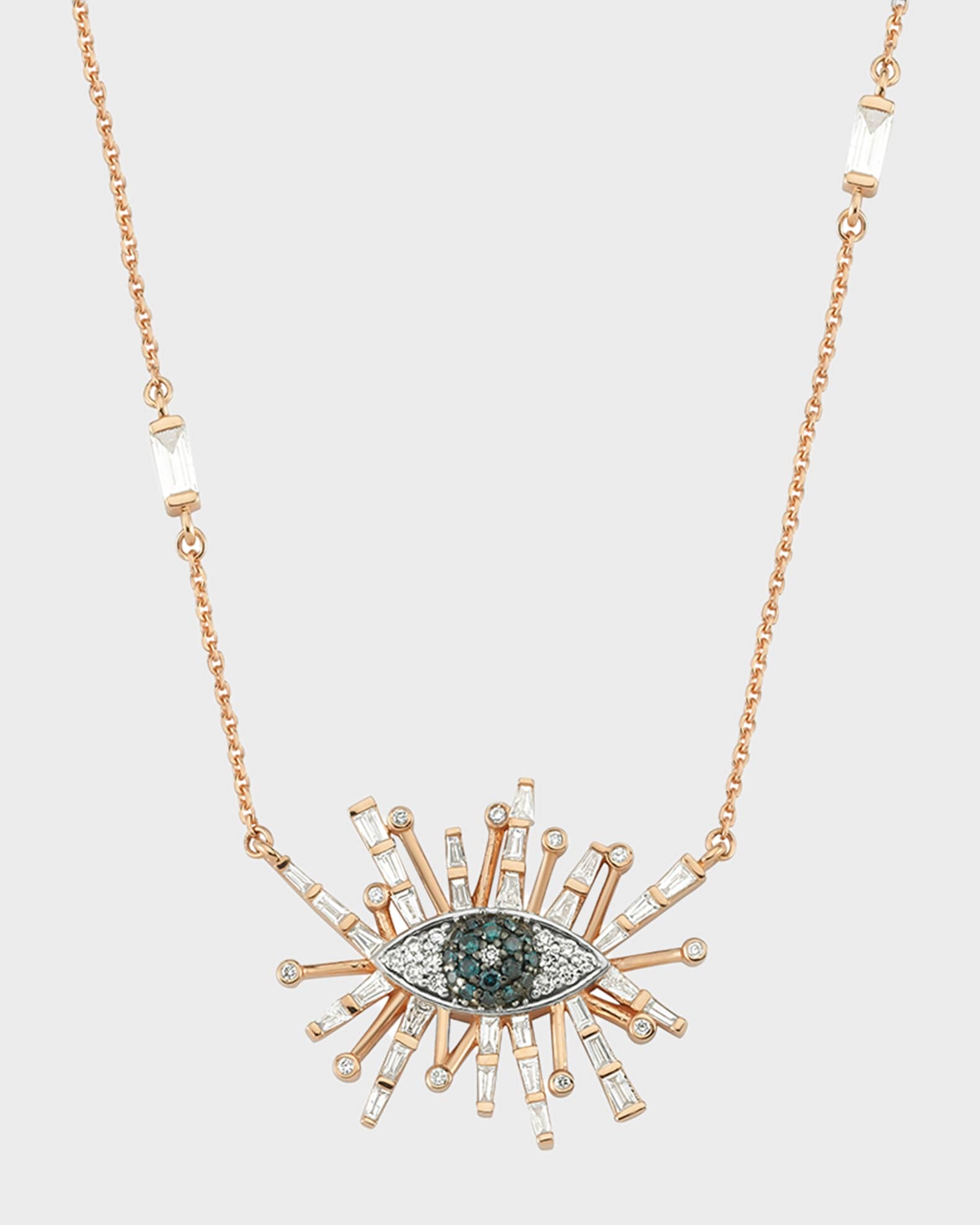 14k Rose Gold Eye Light Diamond Necklace 0