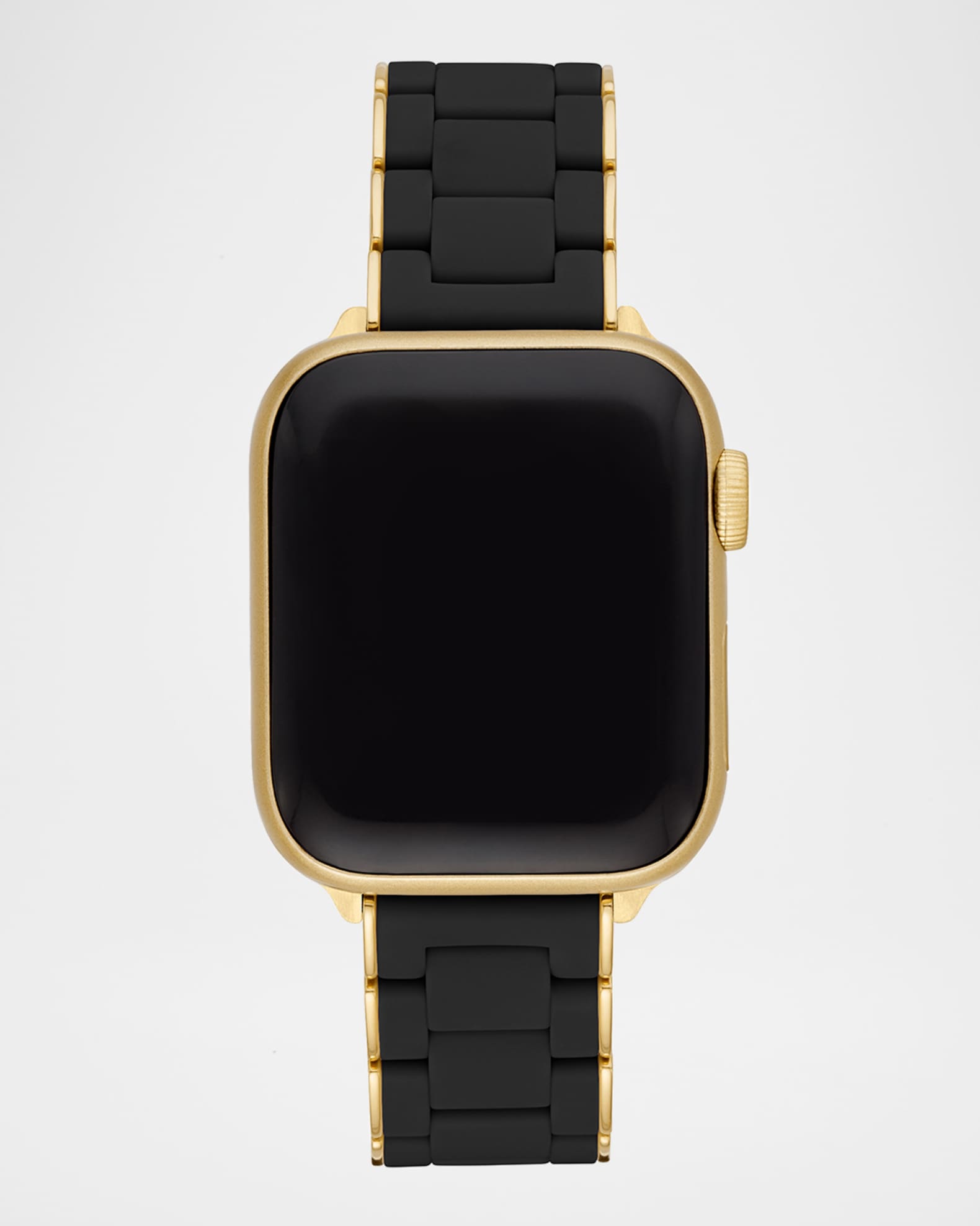 38/40mm Silicone-Wrapped Bracelet Band for Apple Watch, Black/Gold 0