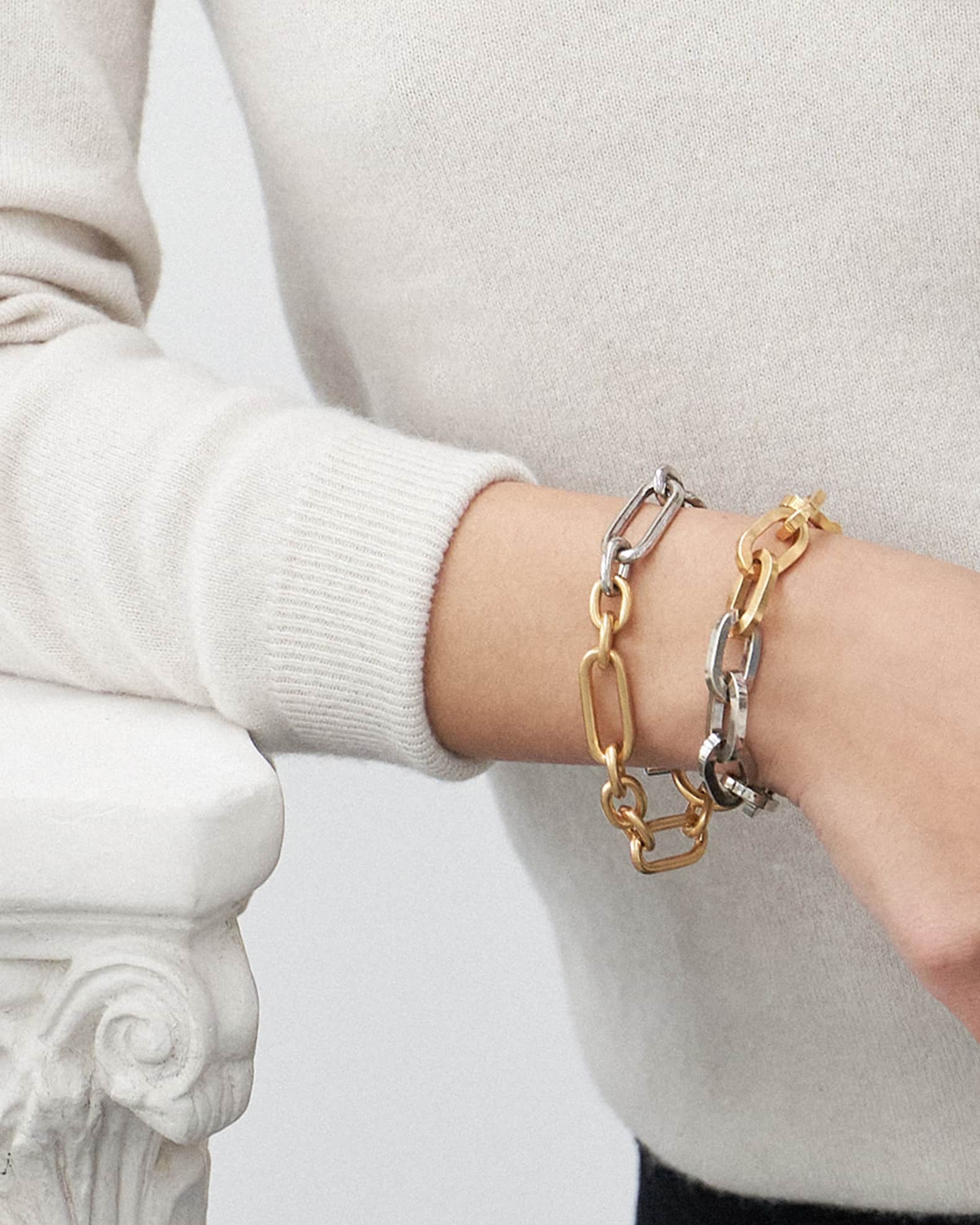 Two-Tone Link Bracelet, 0.5"W 1