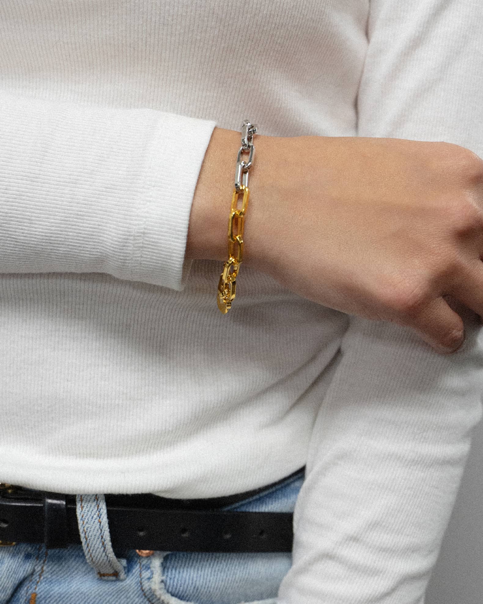 Two-Tone Link Bracelet, Gold/Silver 1