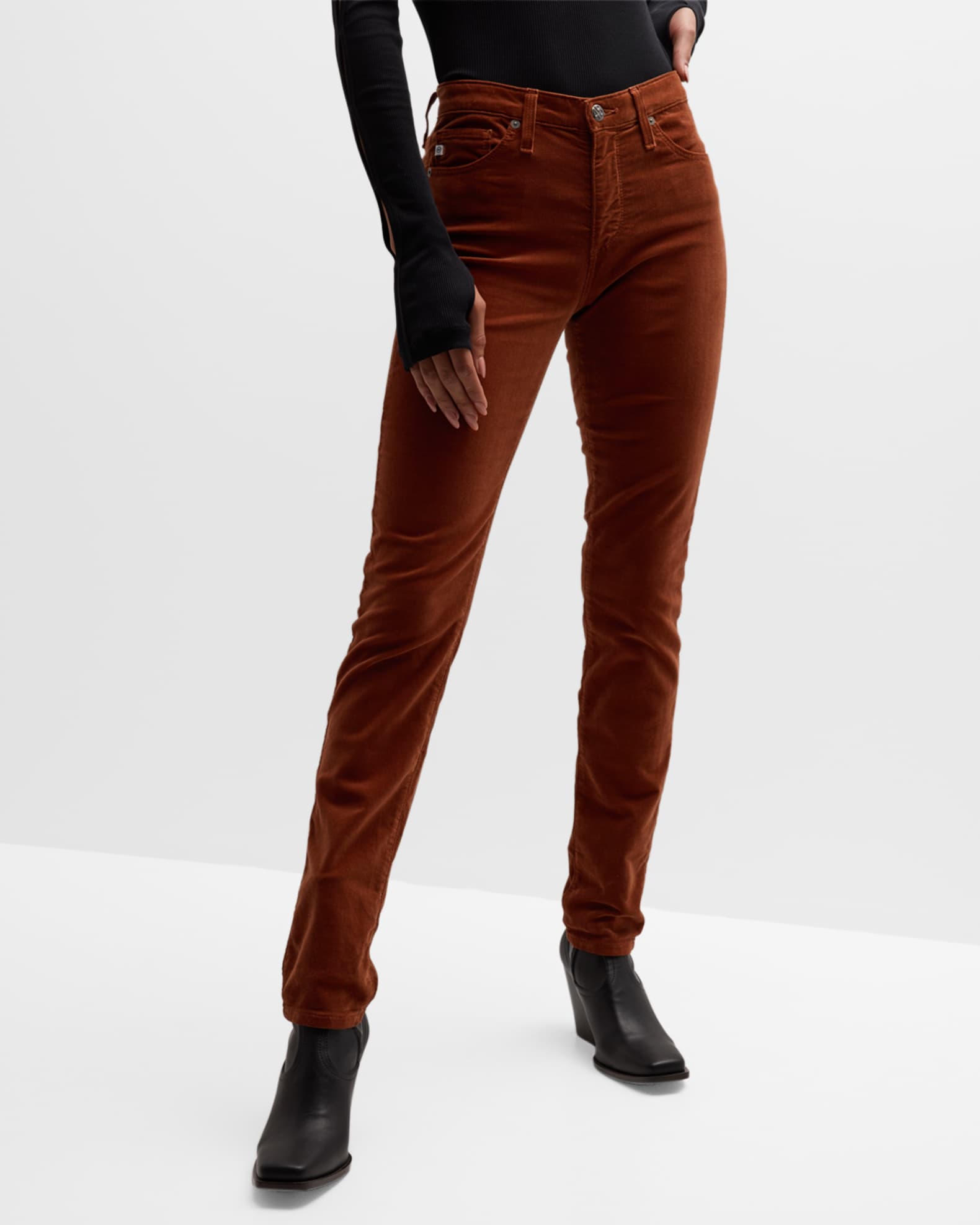 AG Jeans Prima Mid-Rise Corduroy Cigarette Jeans | Neiman Marcus
