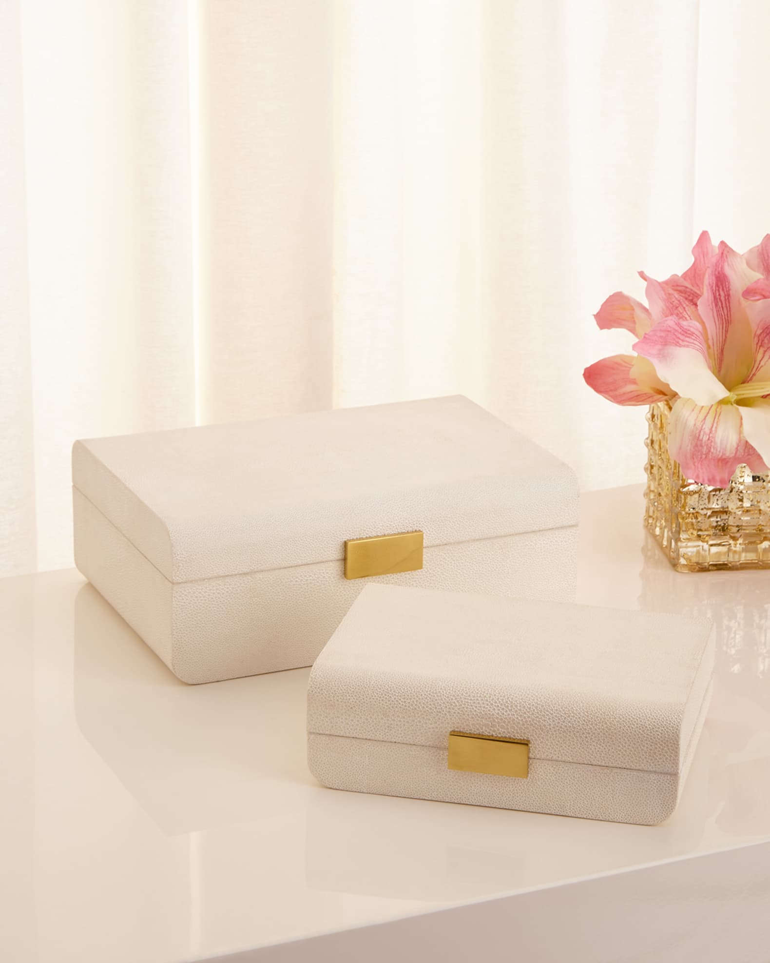 Cream Faux Shagreen Small Decorative Box 1