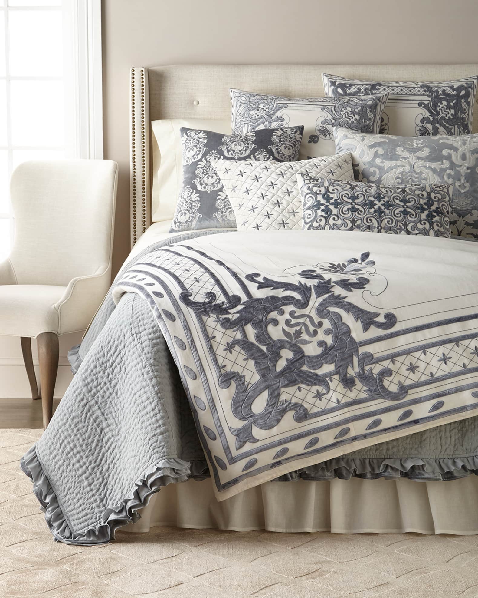 Darboux Scroll Embroidered Decorative Pillow 1