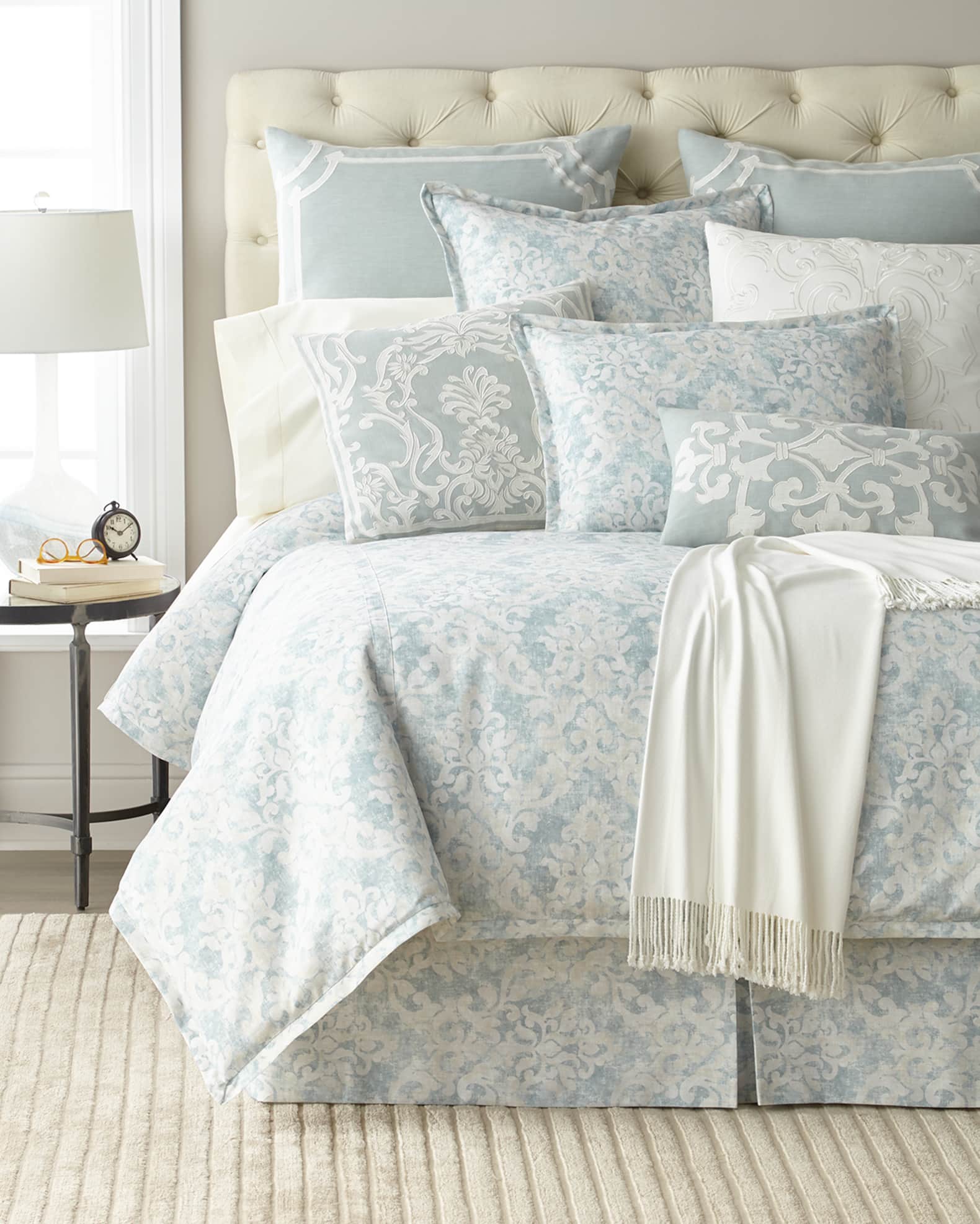 Milan Euro Pillow Spa Faded Damask Venetian Linen 26 x 26 1