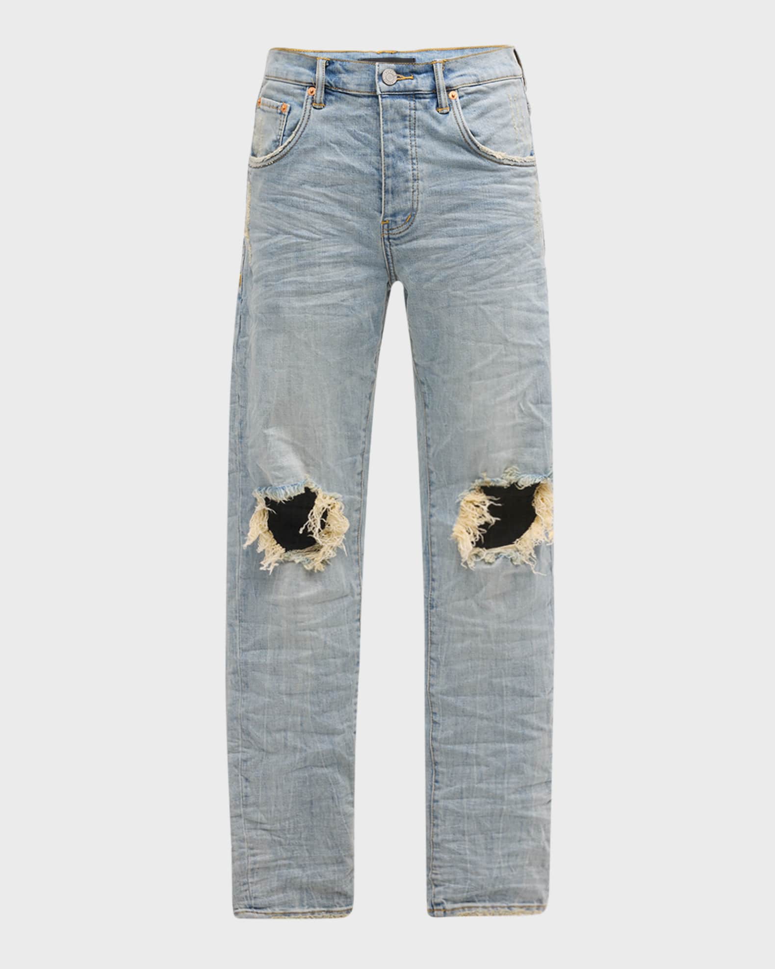 PURPLE Men's Distressed Light-Wash Skinny Denim Jeans