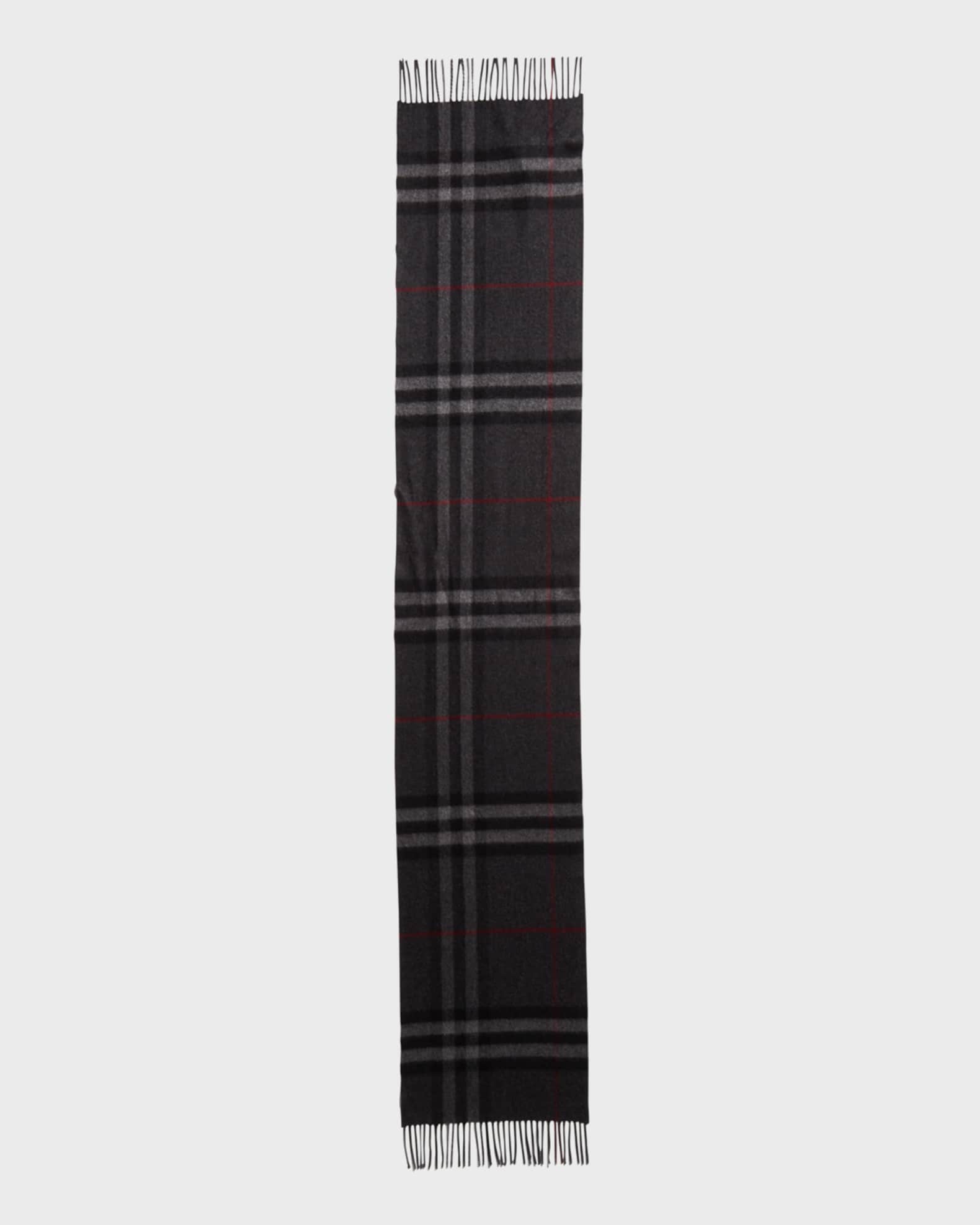 Men's Classic Check Cashmere Fringe Scarf 1