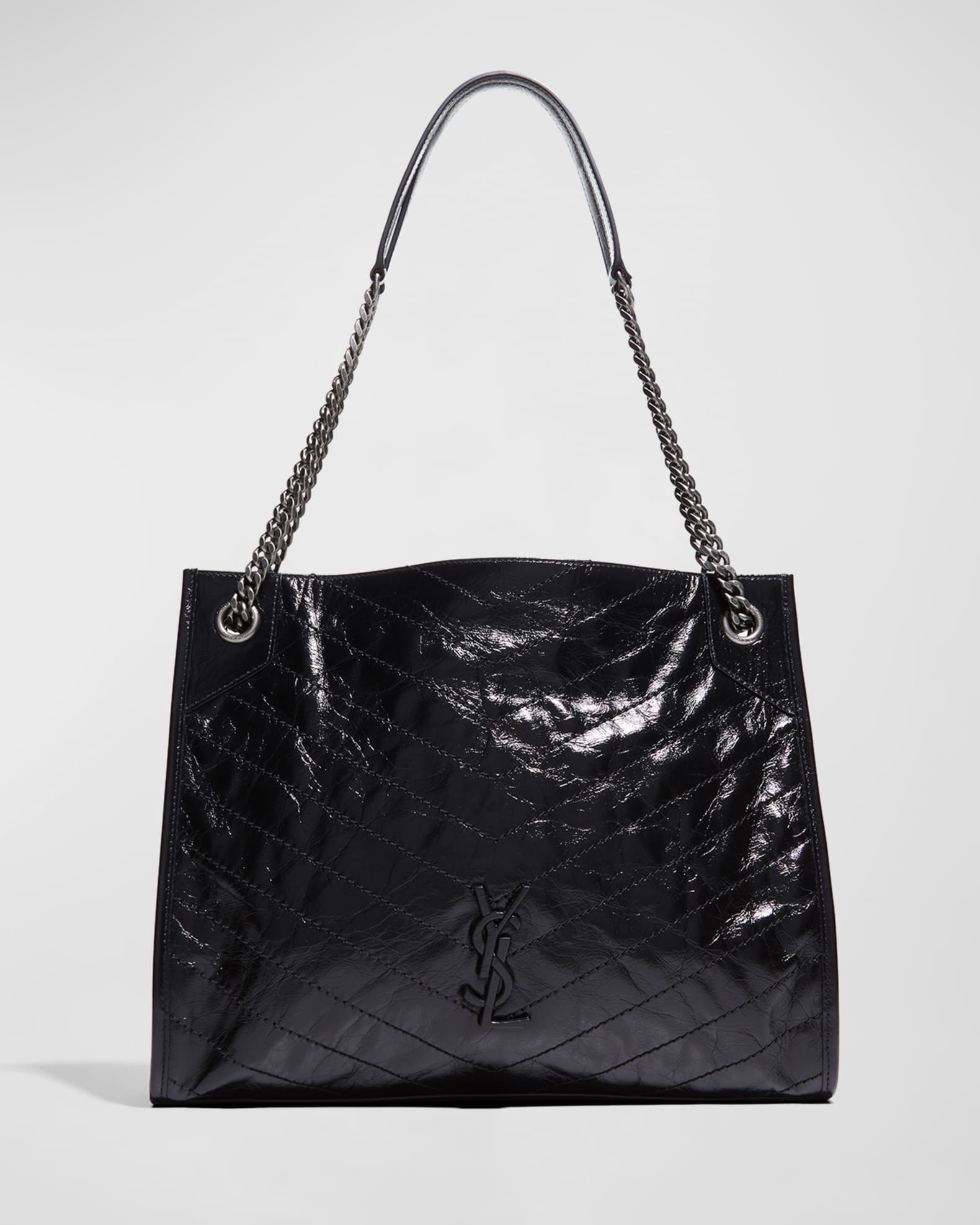 Saint Laurent Niki YSL Monogram Leather Shopping Tote Bag