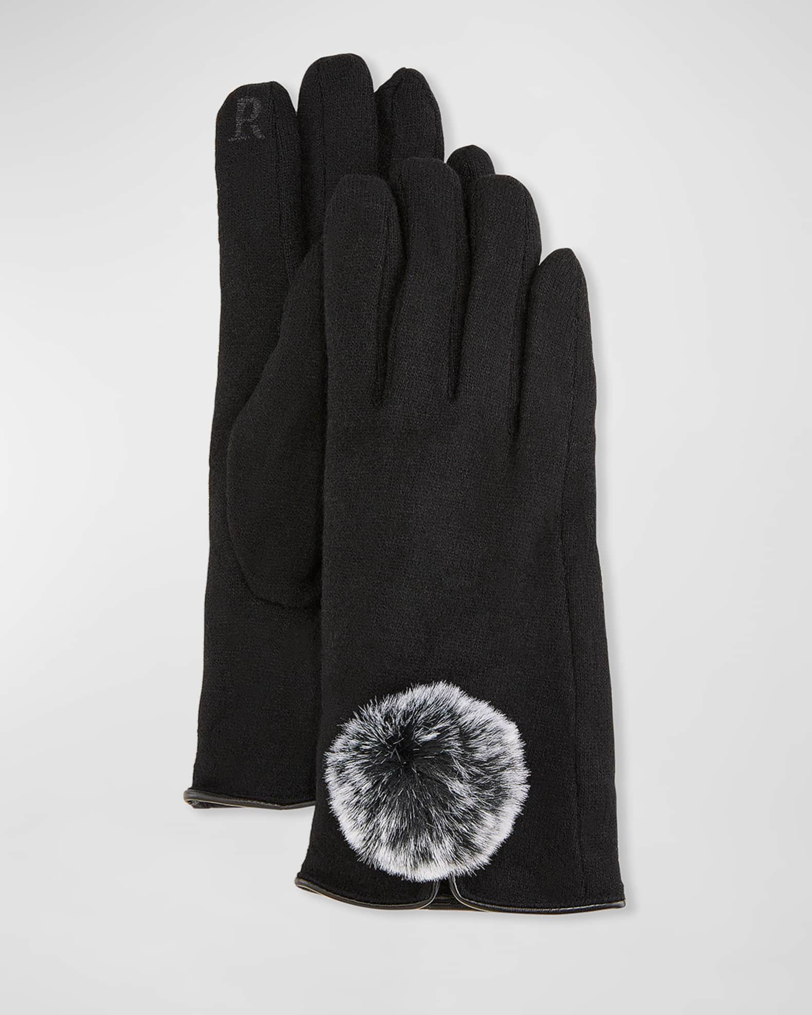 Pia Rossini Lucia Wool-Blend Gloves with Faux Fur Pompom