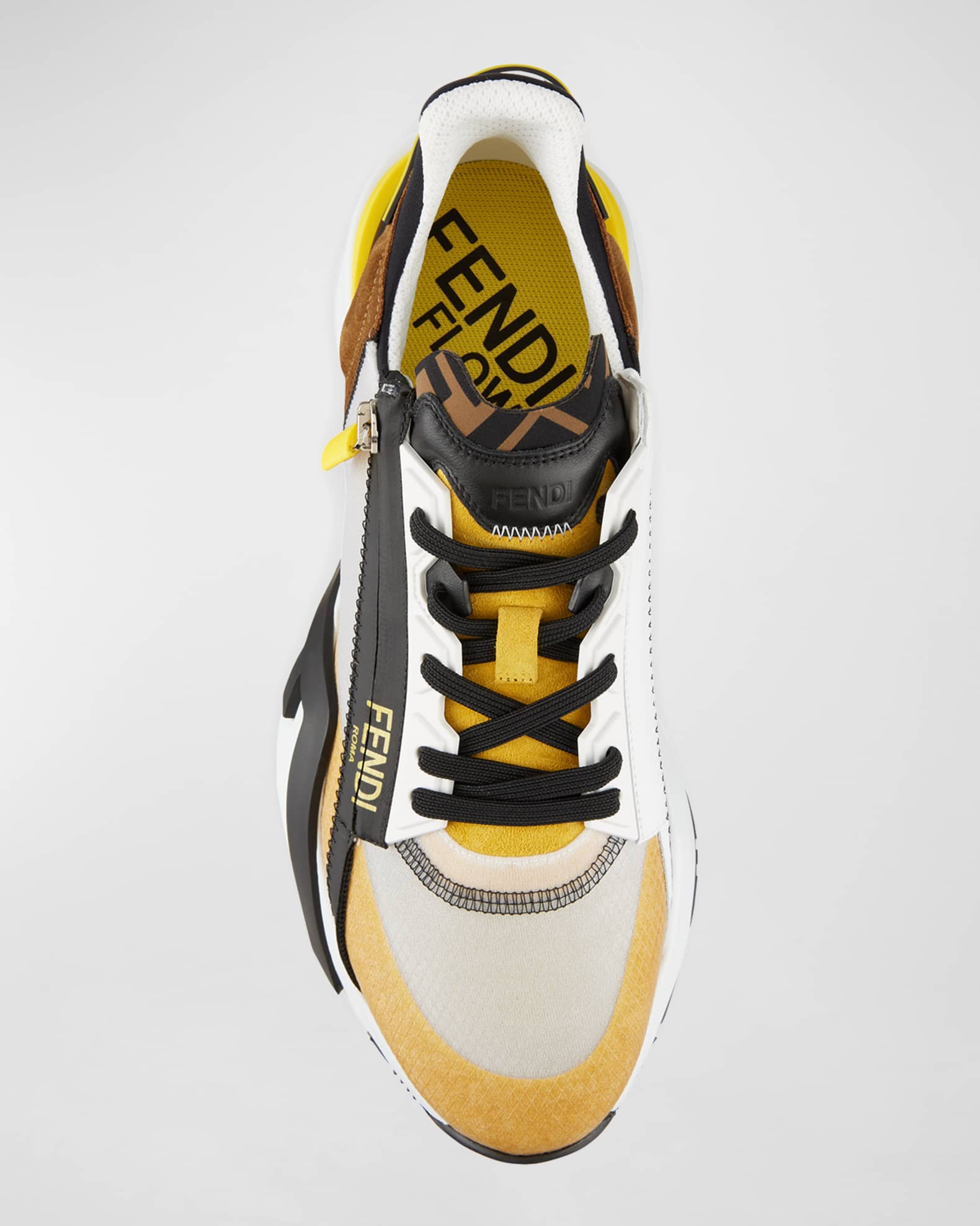 Fendi Men's Mix-Media Zip Runner Sneakers | Neiman Marcus