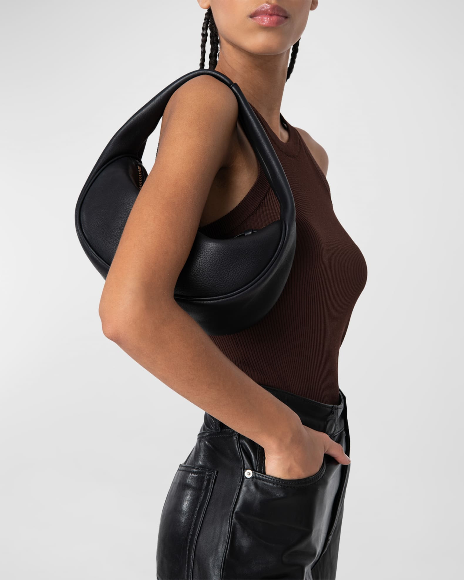 BY FAR Cush Leather Shoulder Bag | Neiman Marcus