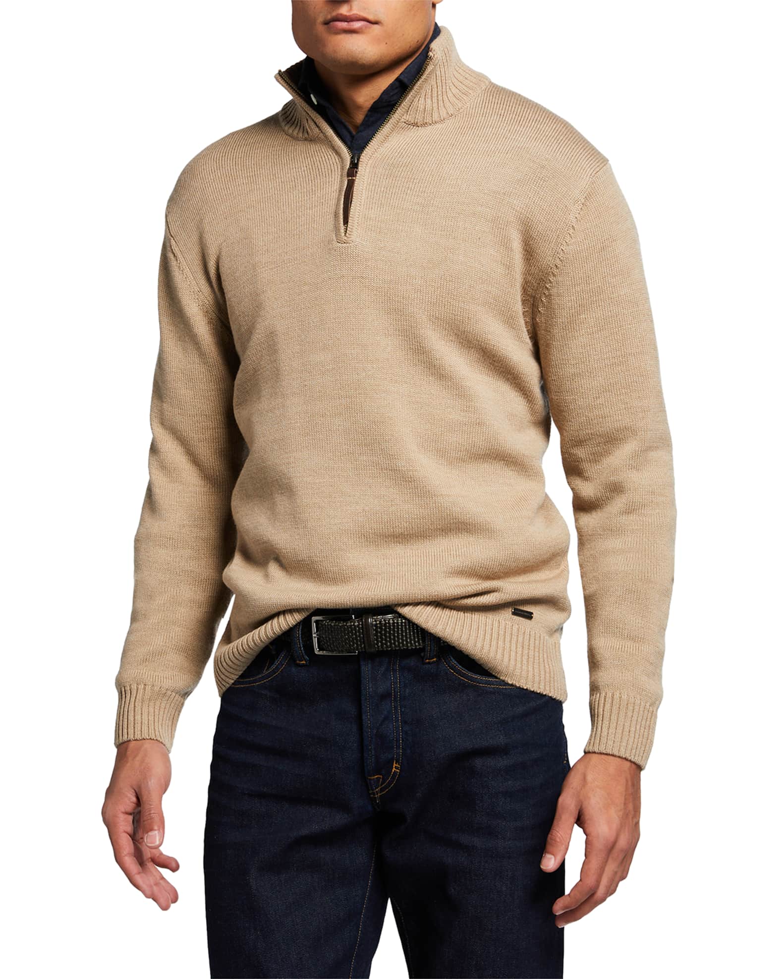 Rodd & Gunn Men's Dannemore Extrafine Quarter-Zip Sweater | Neiman Marcus