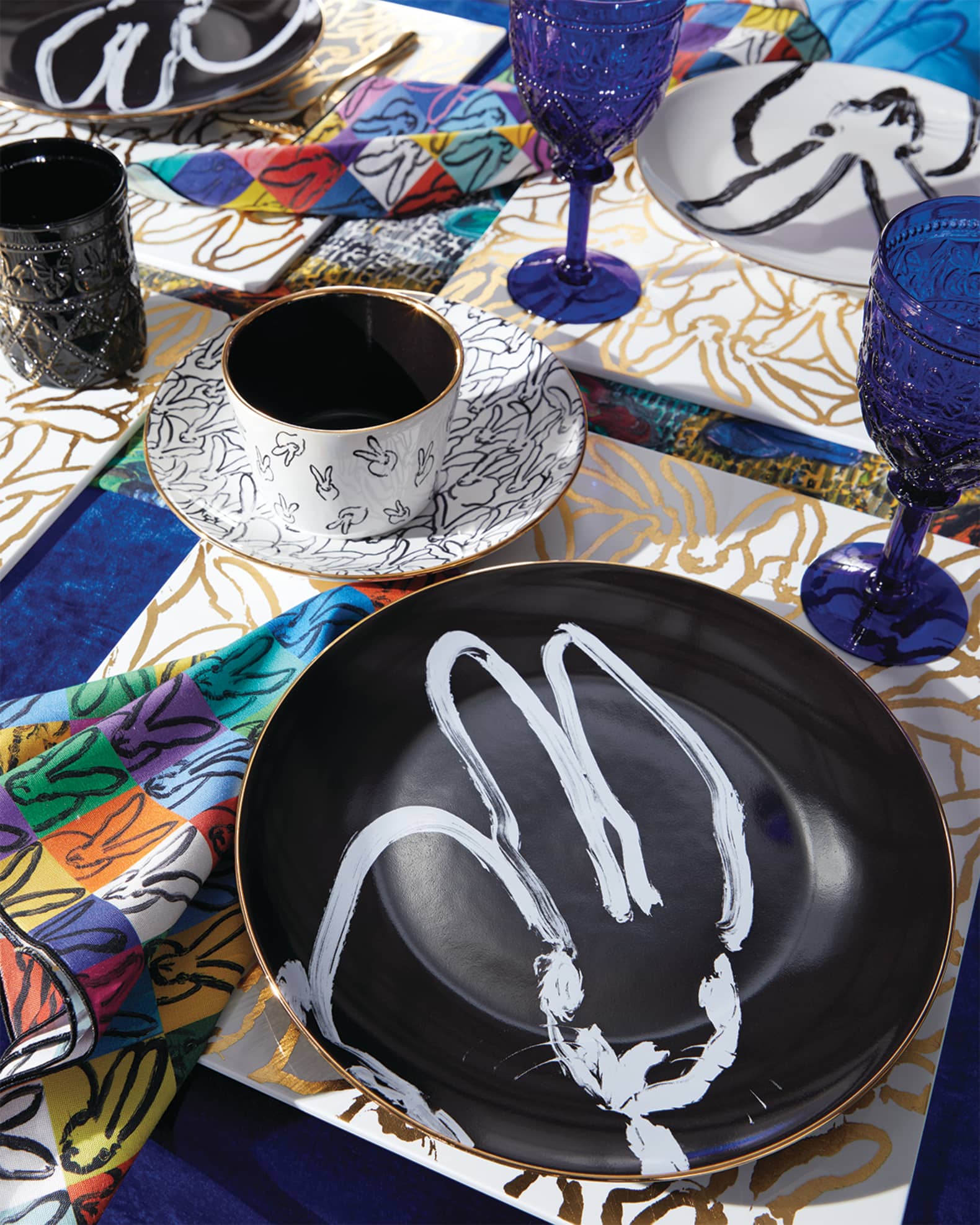 Rabbit Run Cereal Bowl with Gold Rim 1
