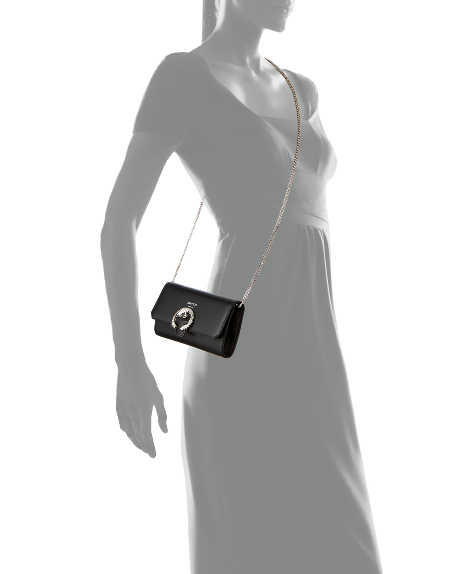 Jimmy Choo Embellished Buckle Wallet Chain Crossbody Bag Neiman Marcus