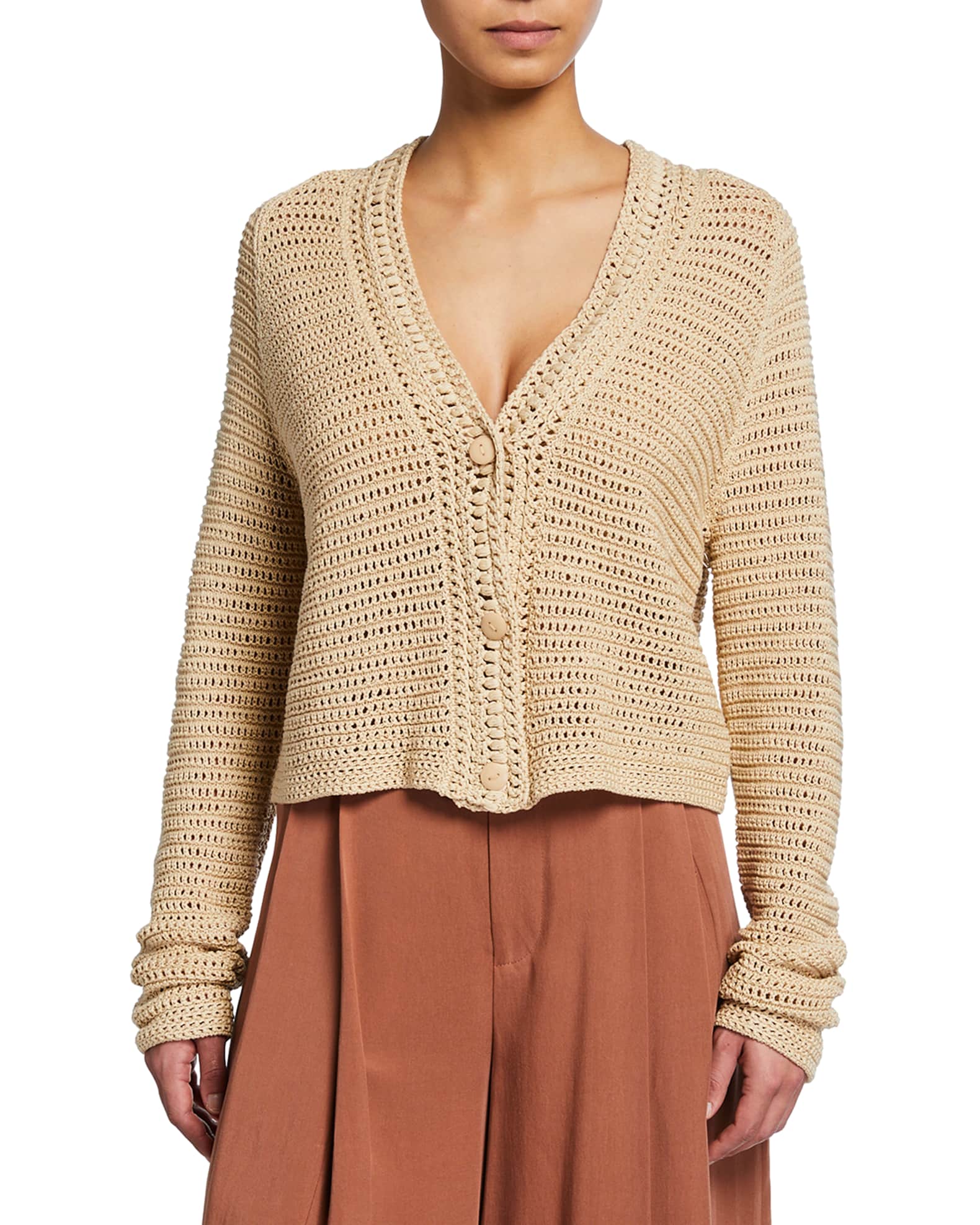 v neck crochet cardigan