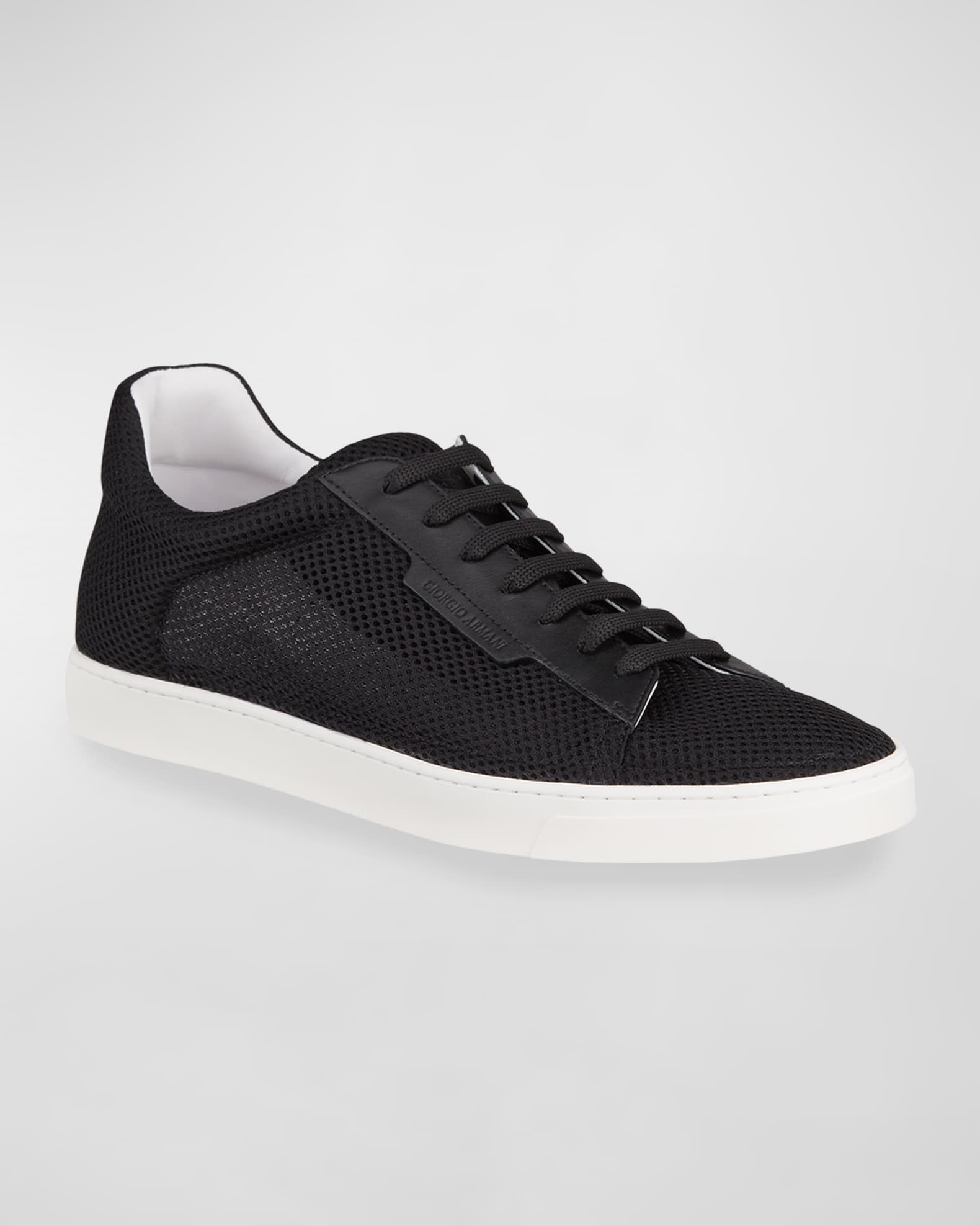 Men's Mesh & Leather Low-Top Sneakers 0