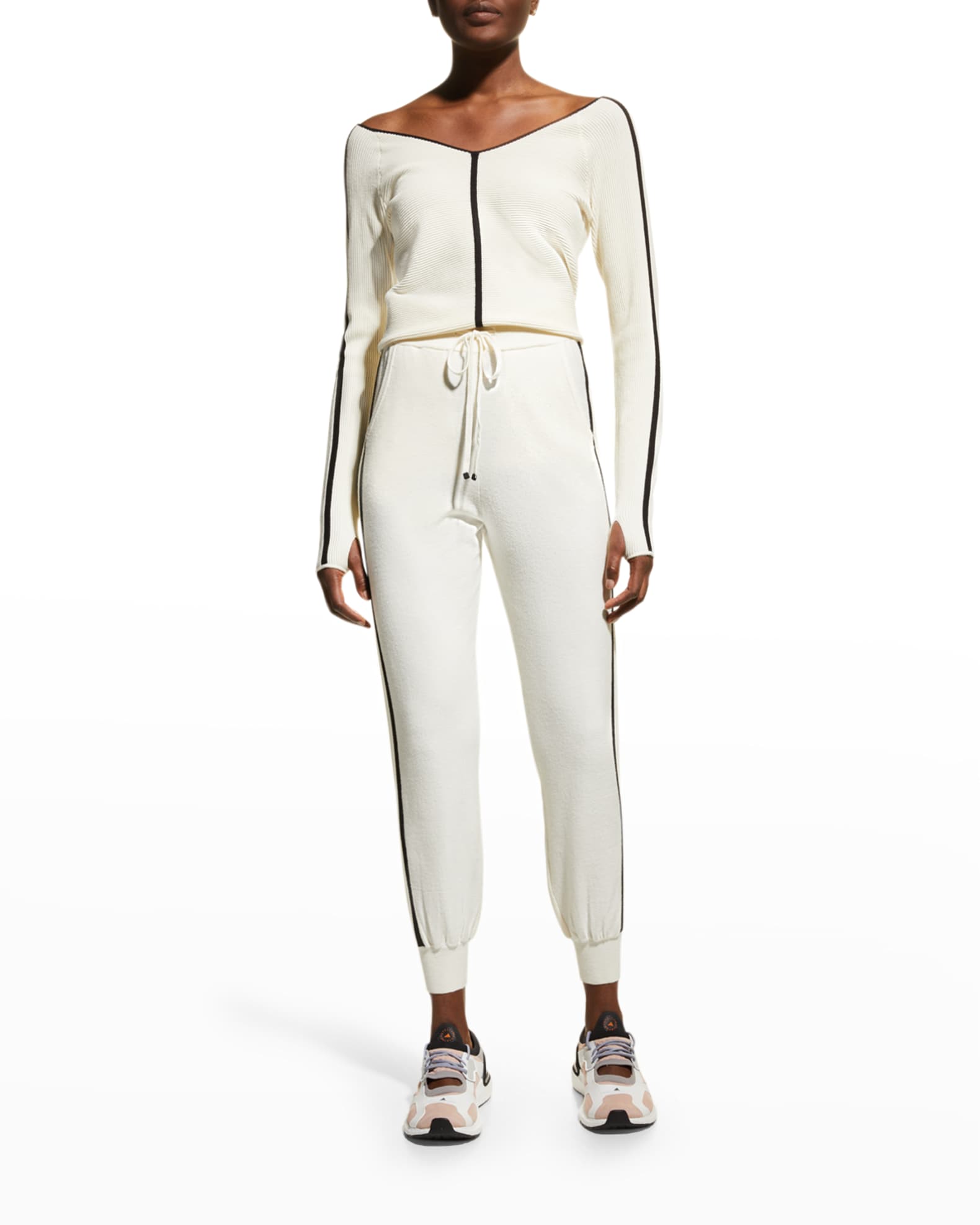 Blanc Noir Portola V-Neck Rib-Knit Sweater | Neiman Marcus