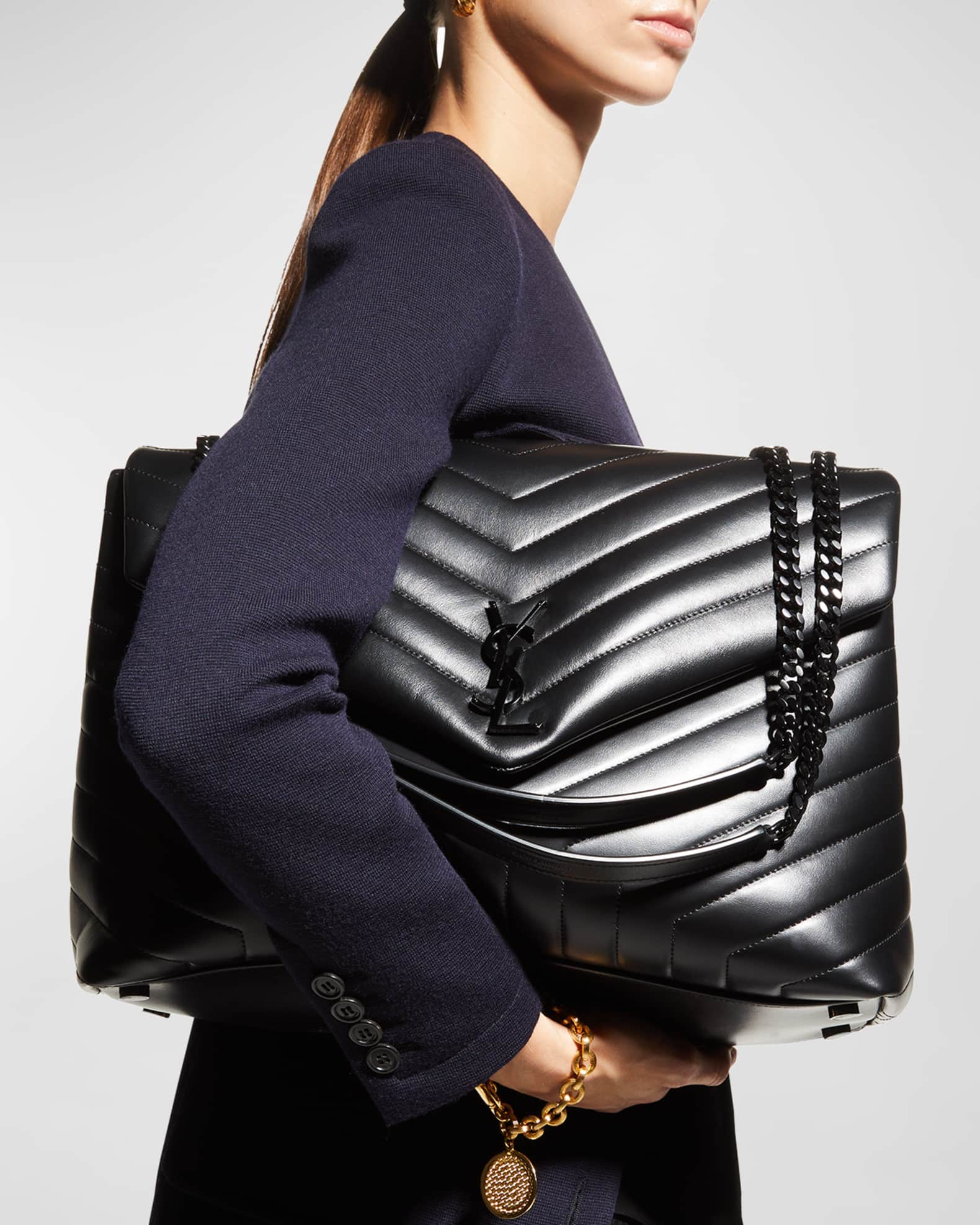 Loulou Leather Shoulder Bag by Saint Laurent at Neiman Marcus