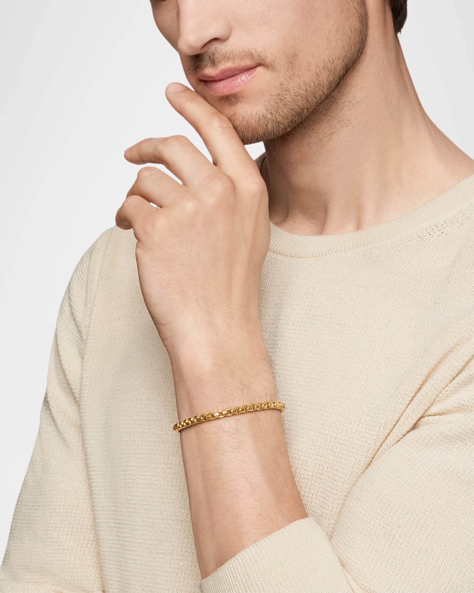Men's Box Chain Bracelet in 18k Gold 1