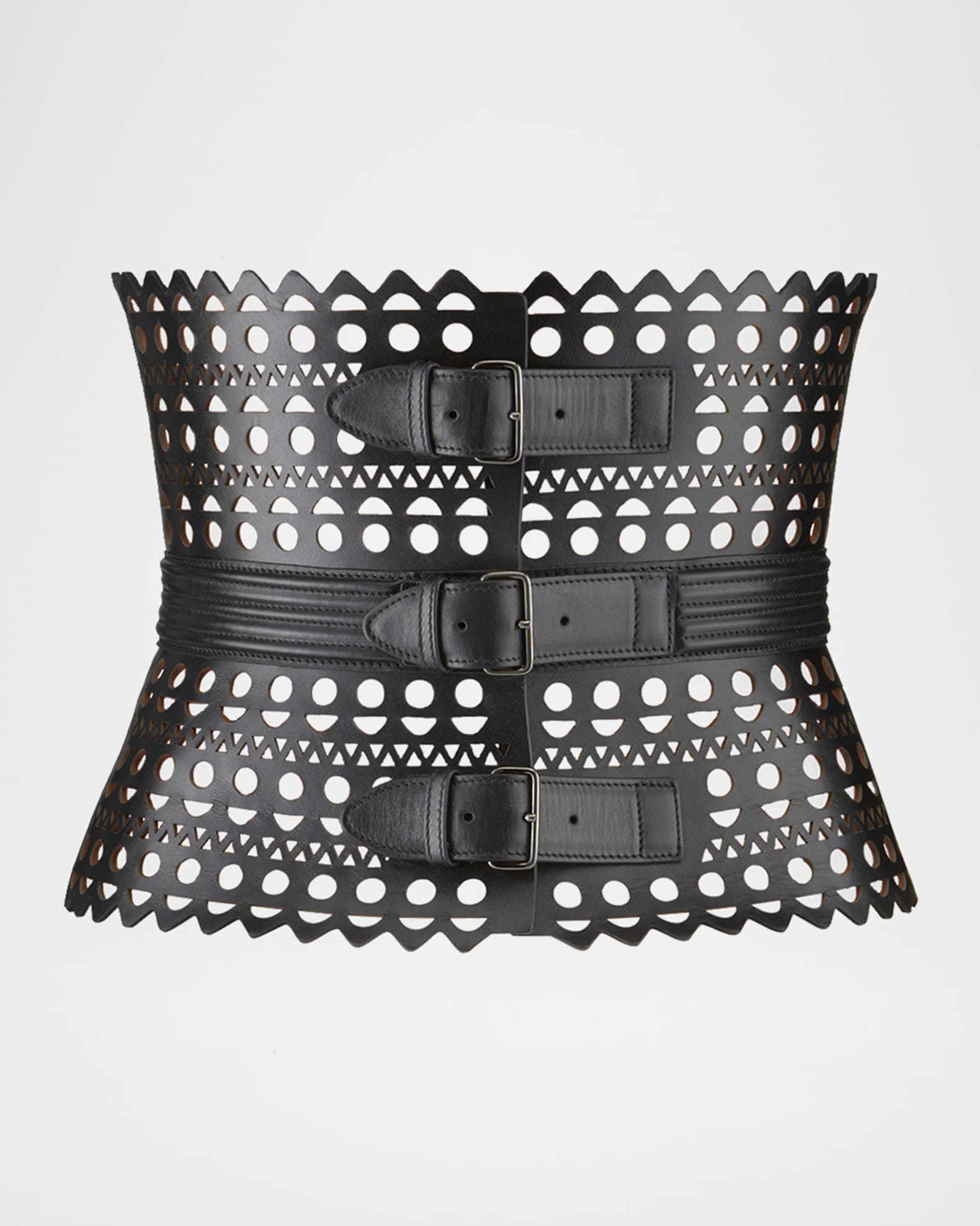 【ALAIA】 Buckled leather corset belt Alaïa Buckled Leather Corset Belt In 999 Black | ModeSens