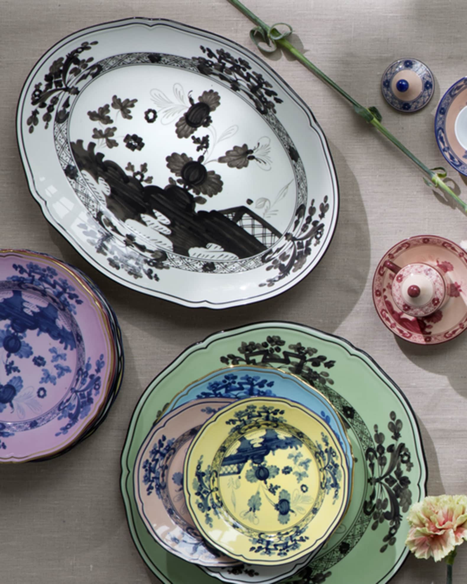 GINORI 1735 Oriente Italiano Oval Platter, Albus | Neiman Marcus