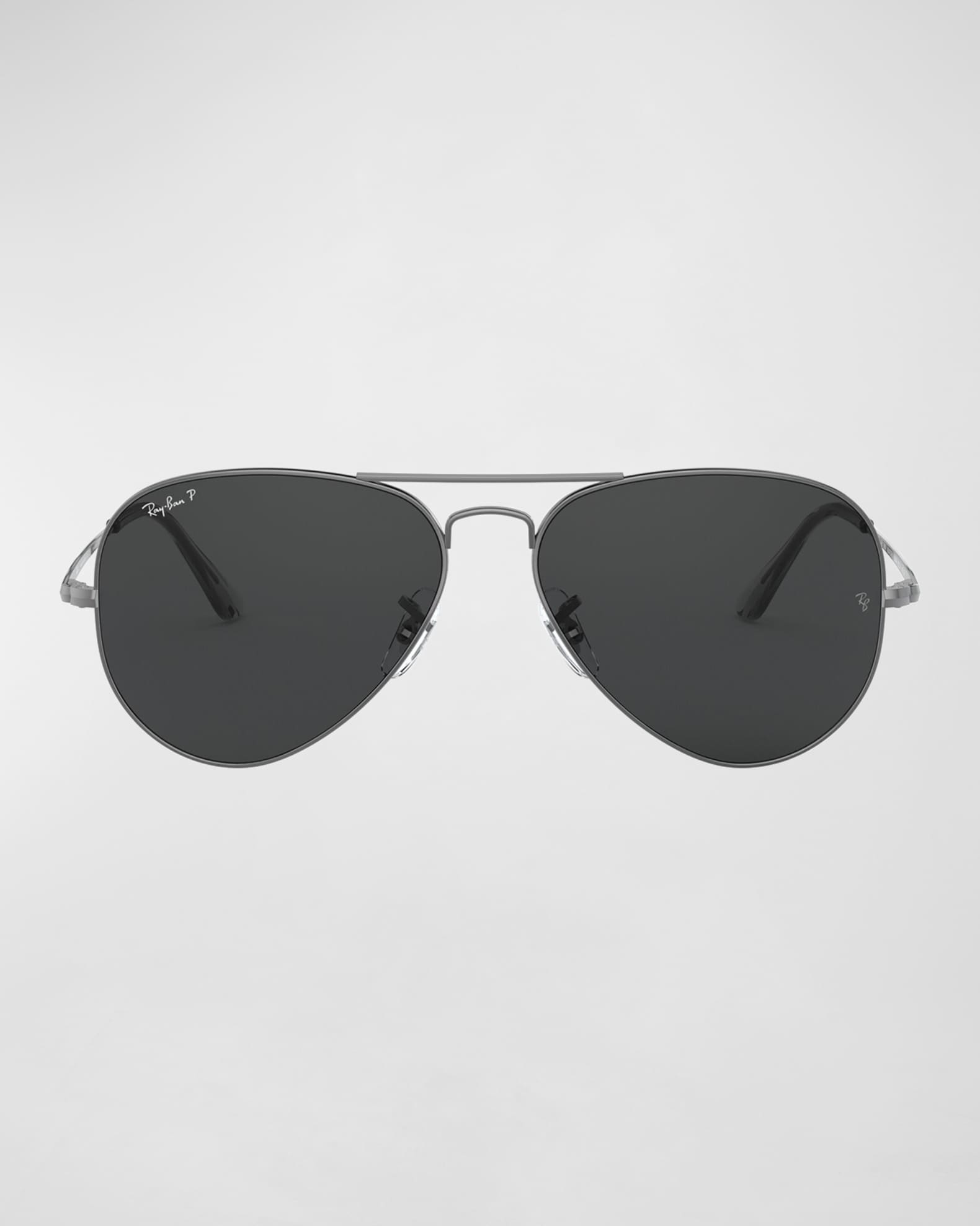Ray Ban Men s Polarized Metal Aviator Sunglasses 62mm Dark Gunmetal