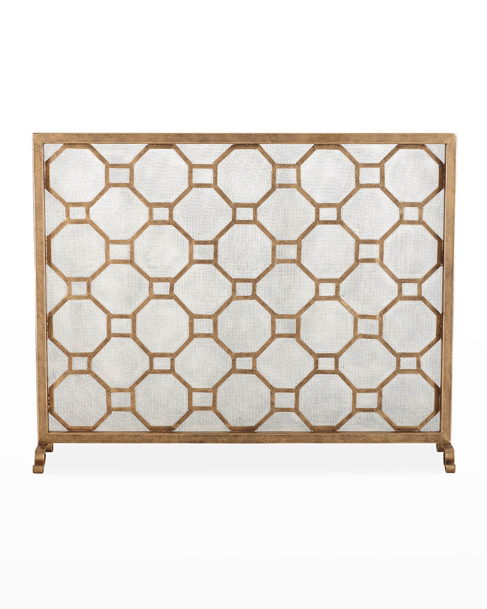 Light Burnished Gold Chinoiserie Fire Screen 1