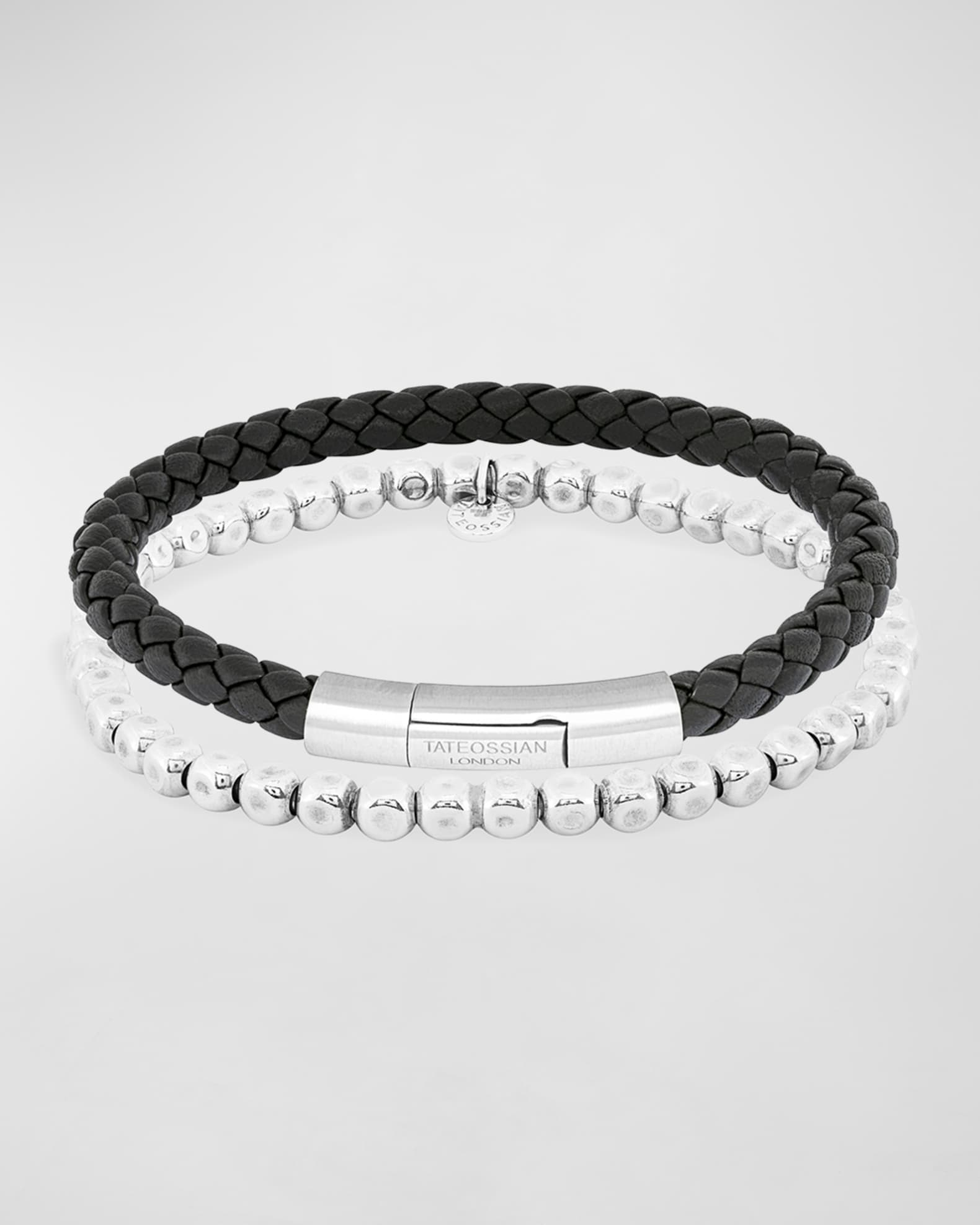 Men s Charles Leather Bracelet Black