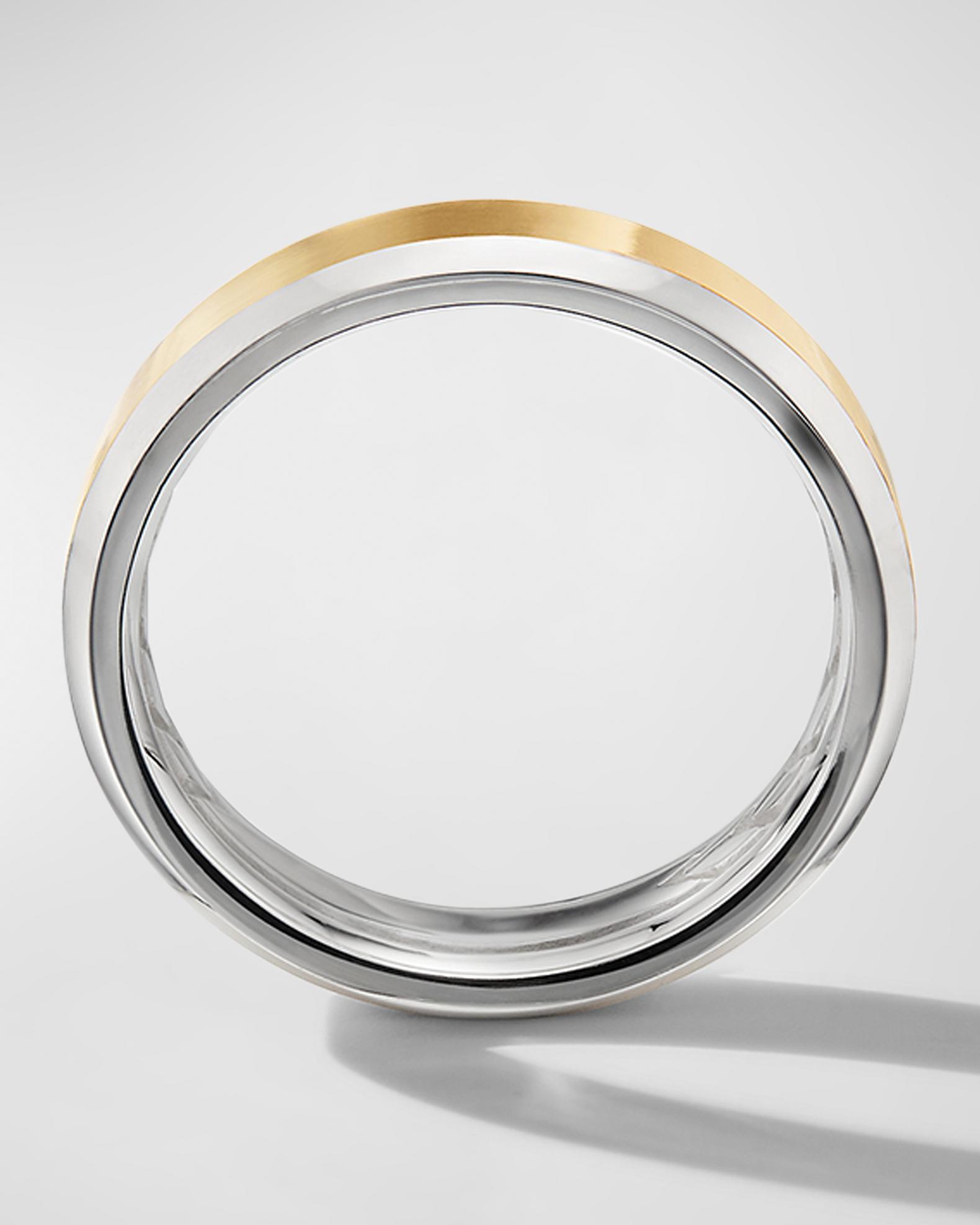 David Yurman Men's 18K Two-Tone Gold Beveled Band Ring | Neiman Marcus