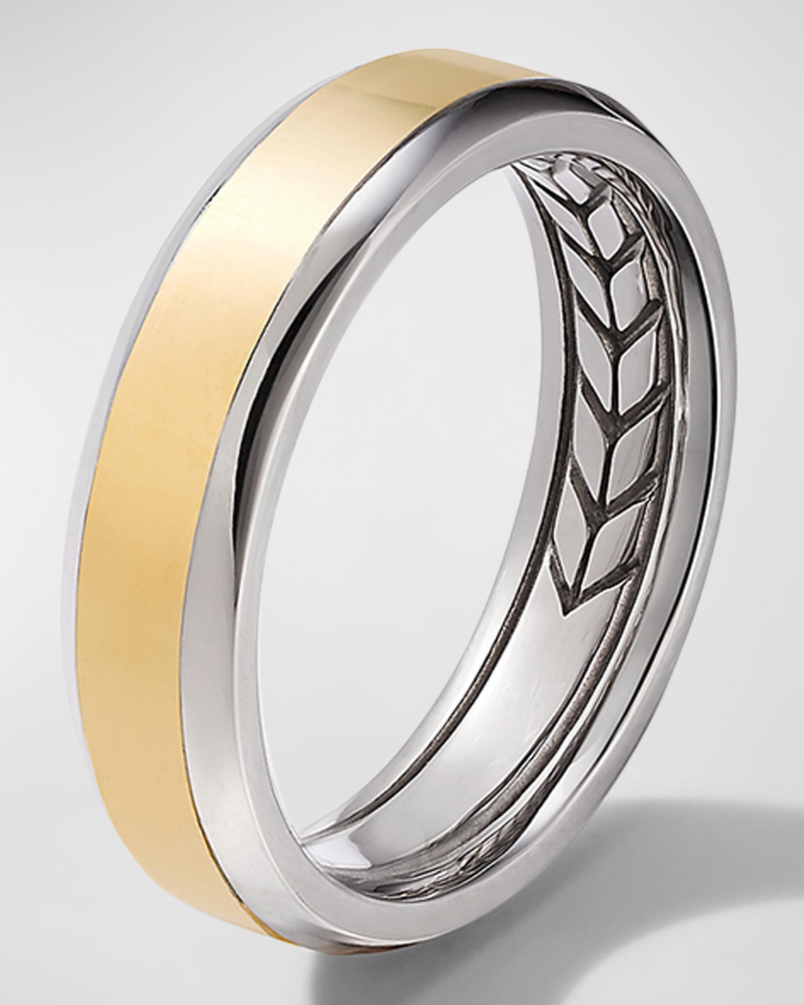 David Yurman Men's 18K Two-Tone Gold Beveled Band Ring | Neiman Marcus