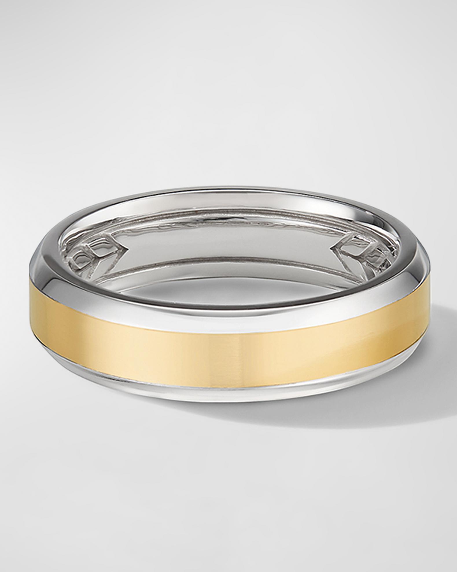David Yurman Men's 18K Two-Tone Gold Beveled Band Ring | Neiman Marcus